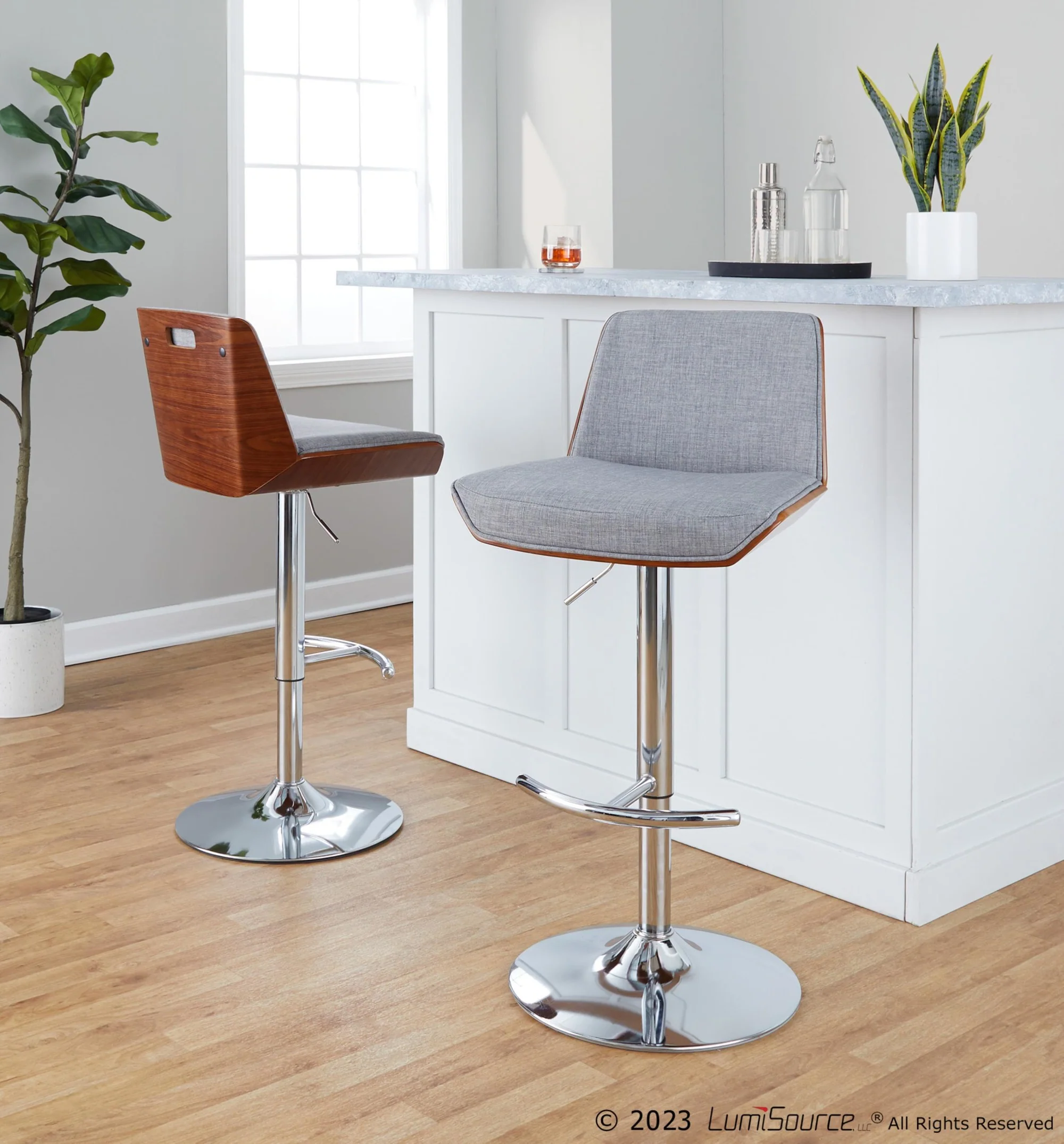Corazza Adjustable Barstool - Set of 2 By LumiSource - BS-CRZZFB-RT2 CHRWLCHAR2 - Image 10