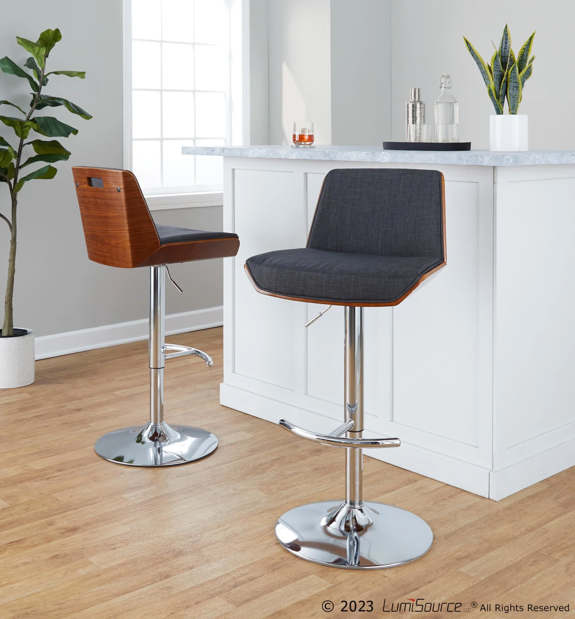 Corazza Adjustable Barstool - Set of 2 By LumiSource - BS-CRZZFB-RT2 CHRWLCHAR2 - Image 2