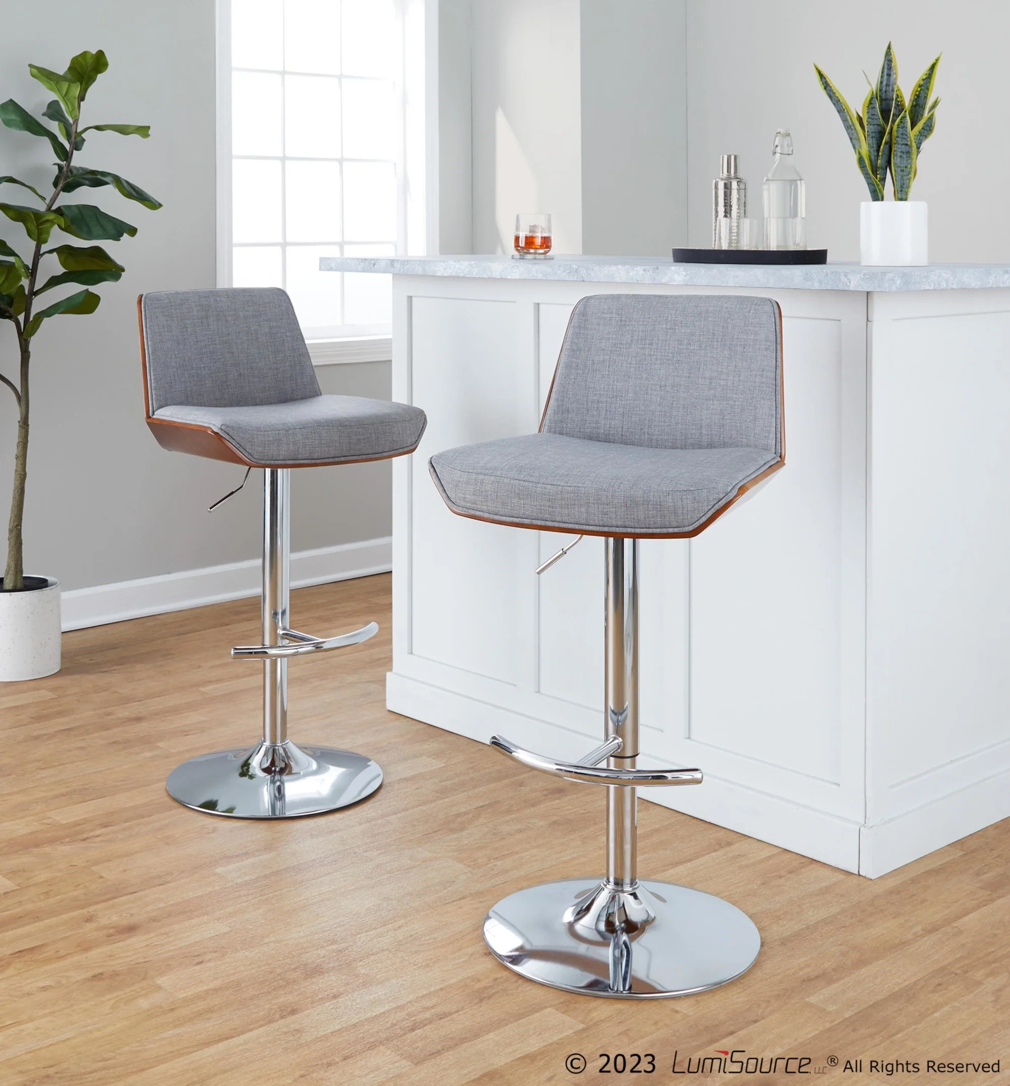 Corazza Adjustable Barstool - Set of 2 By LumiSource - BS-CRZZFB-RT2 CHRWLCHAR2 - Image 9