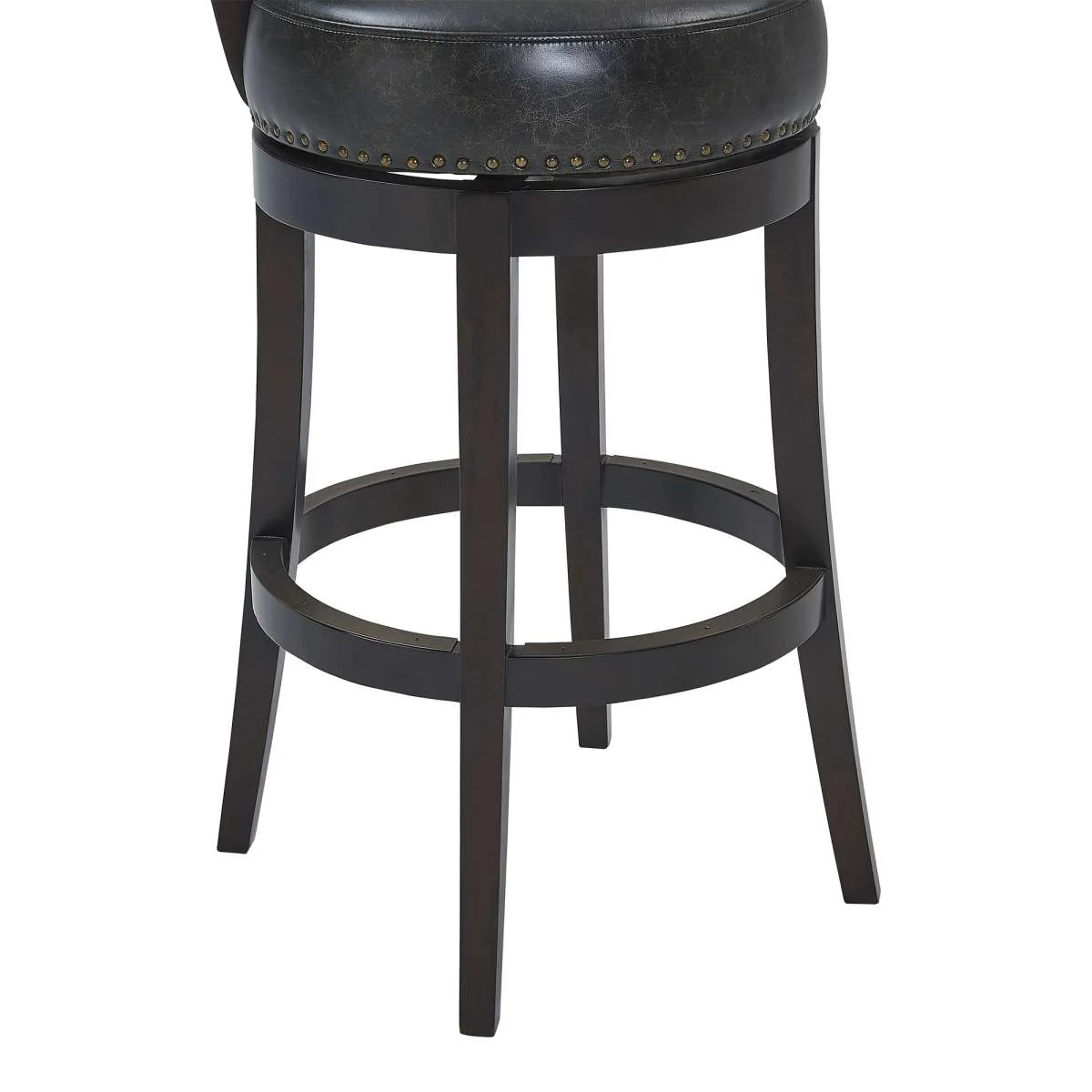Corbin 26" Counter Height Swivel Onyx Faux Leather and Espresso Wood Bar Stool By Armen Living - Image 4