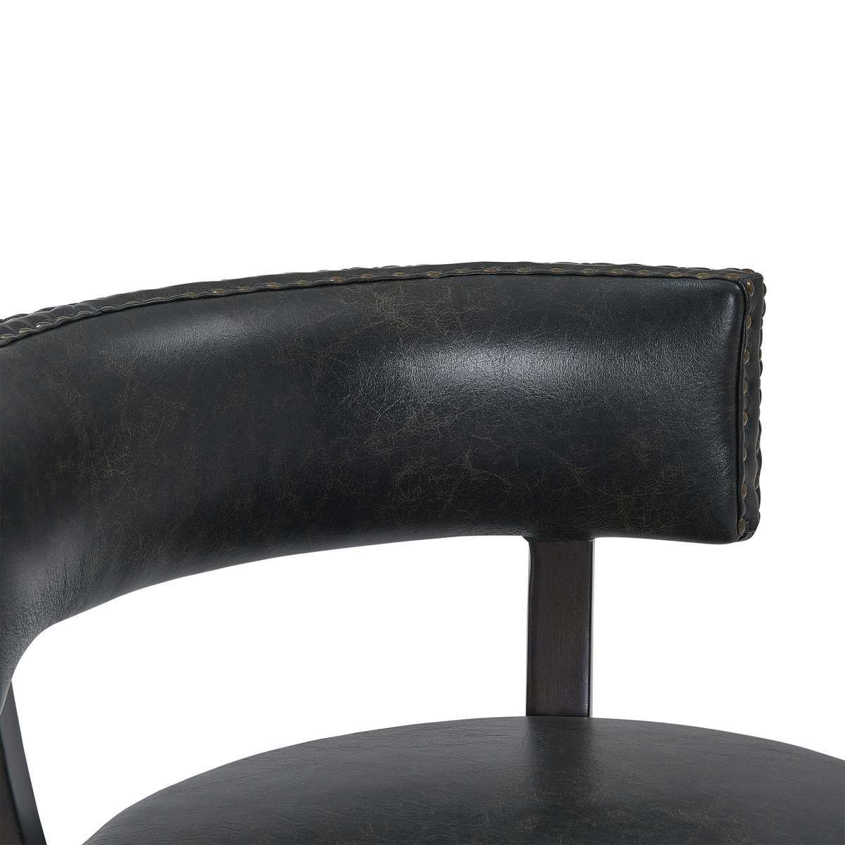 Corbin 30" Bar Height Swivel Onyx Faux Leather and Espresso Wood Bar Stool By Armen Living - Image 5