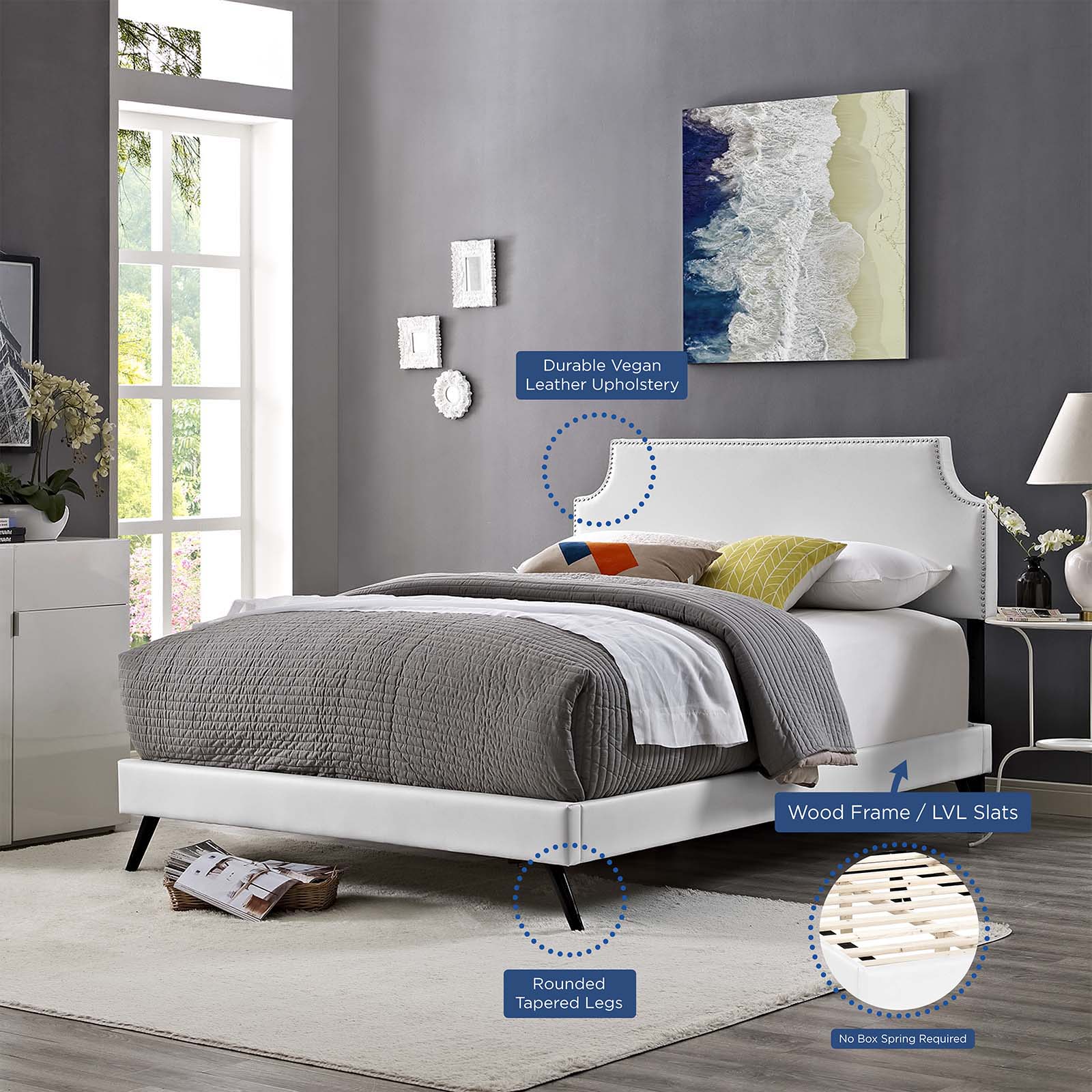 Corene Full Vinyl Platform Bed with Round Splayed Legs By Modway - MOD-5944 - Image 7
