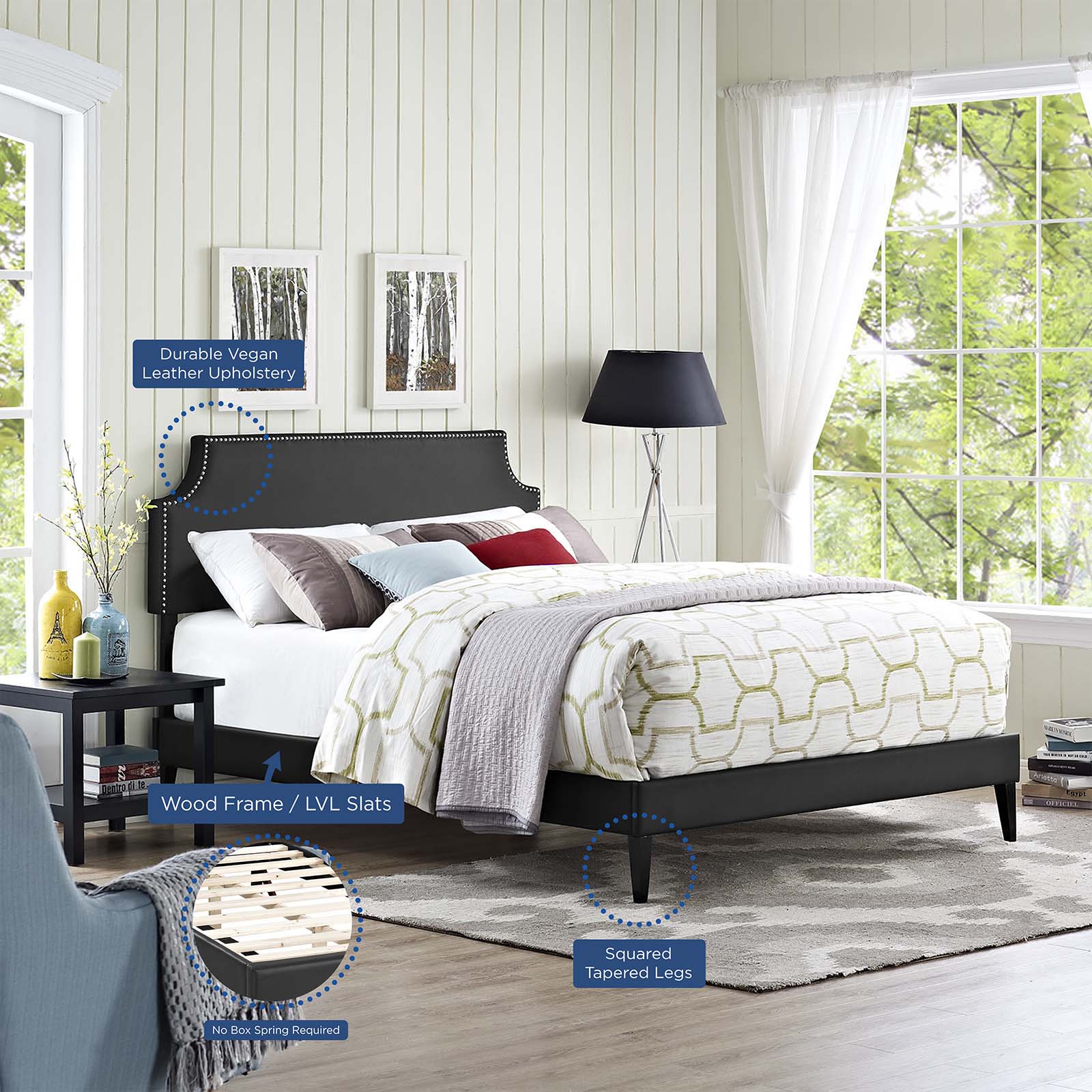 Corene Full Vinyl Platform Bed with Squared Tapered Legs By Modway - MOD-5952 - Image 6