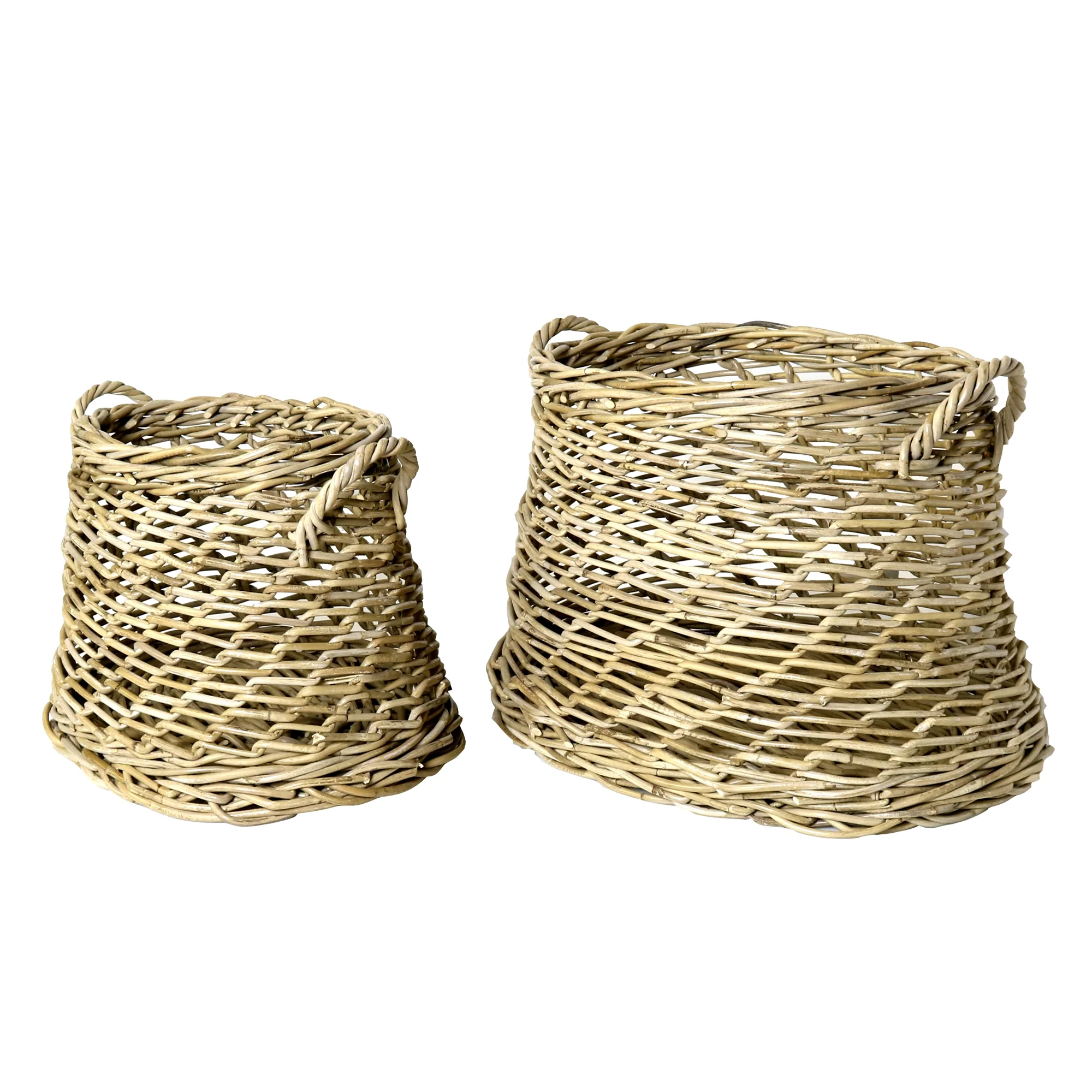 Coronado Rattan Oval Basket - Set of 2 - Rustique Grey By HomArt - Image 4