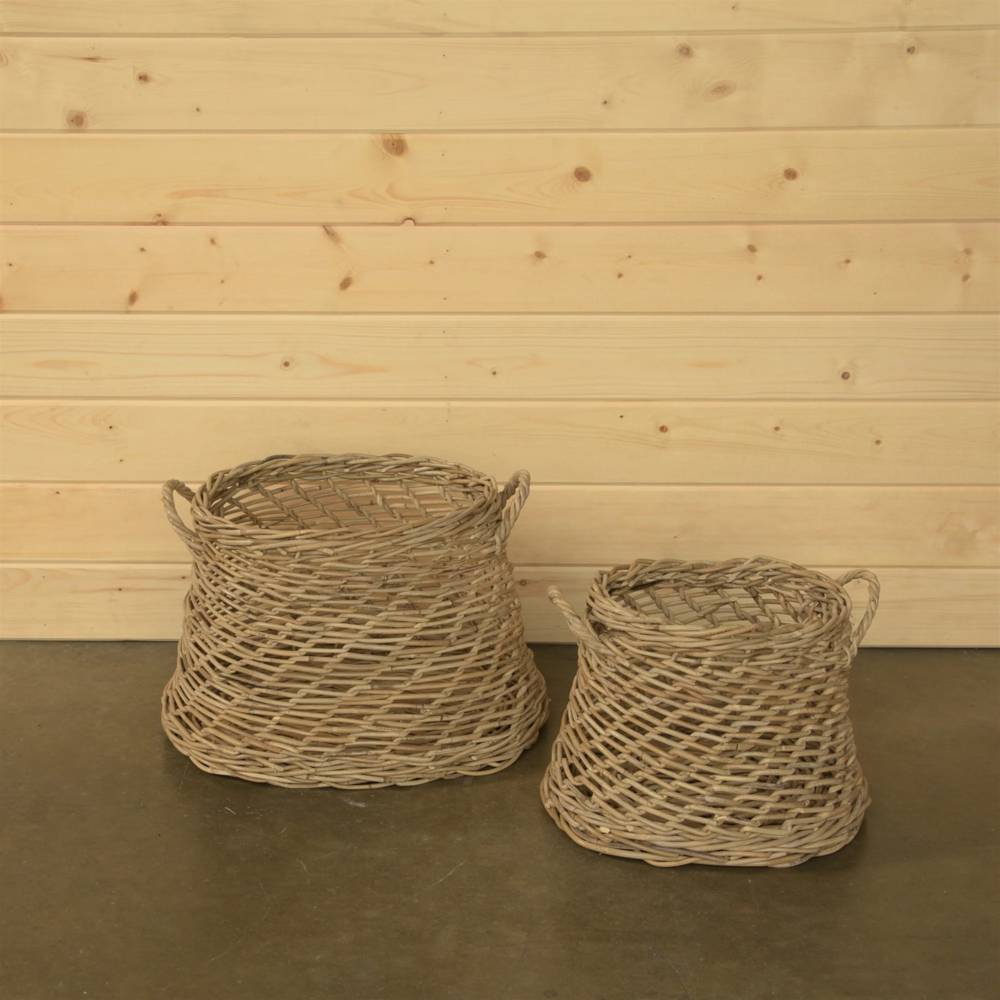 Coronado Rattan Oval Basket - Set of 2 - Rustique Grey By HomArt - Image 6