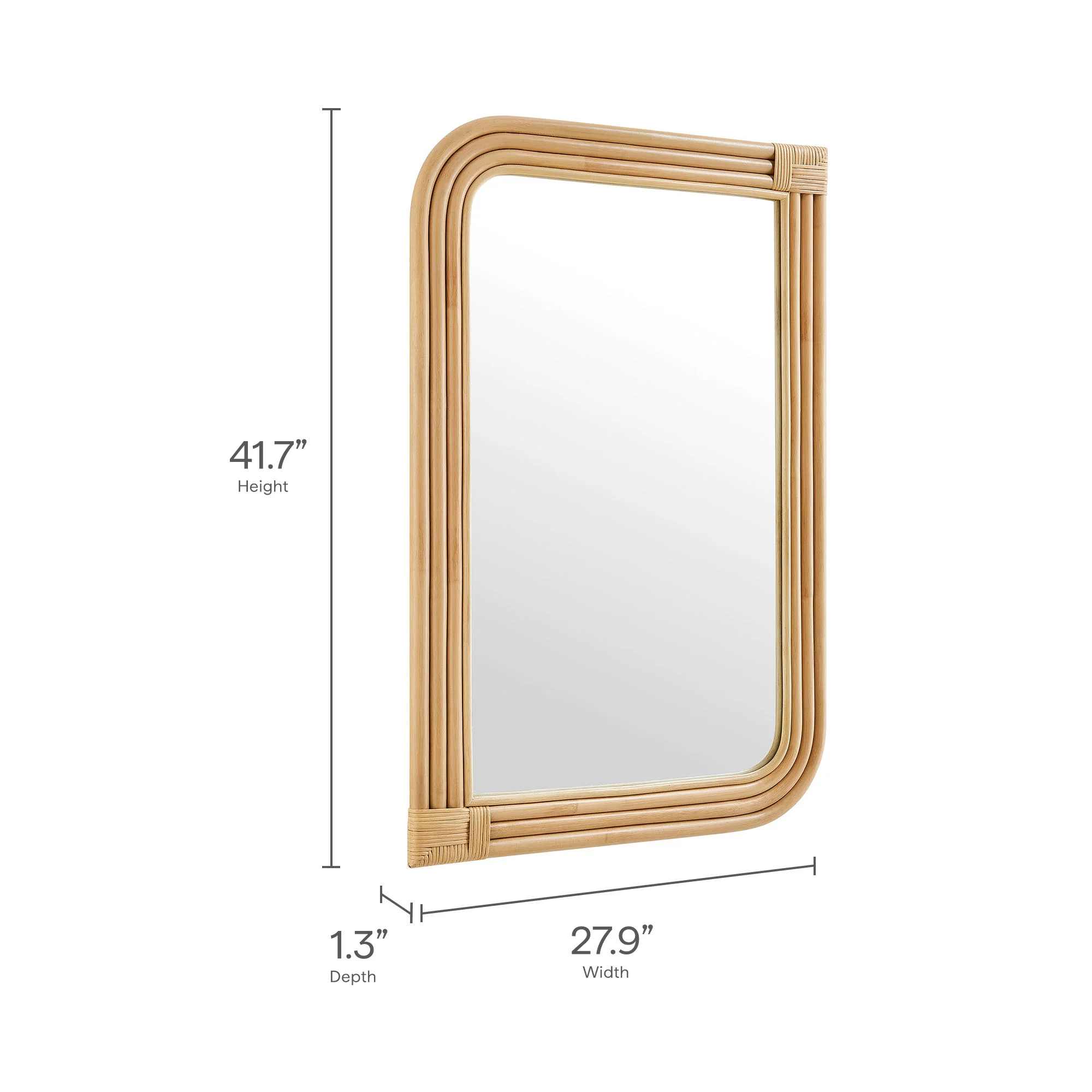 Corsica Curved Rectangle Rattan Wall Mirror by Modway - Image 8