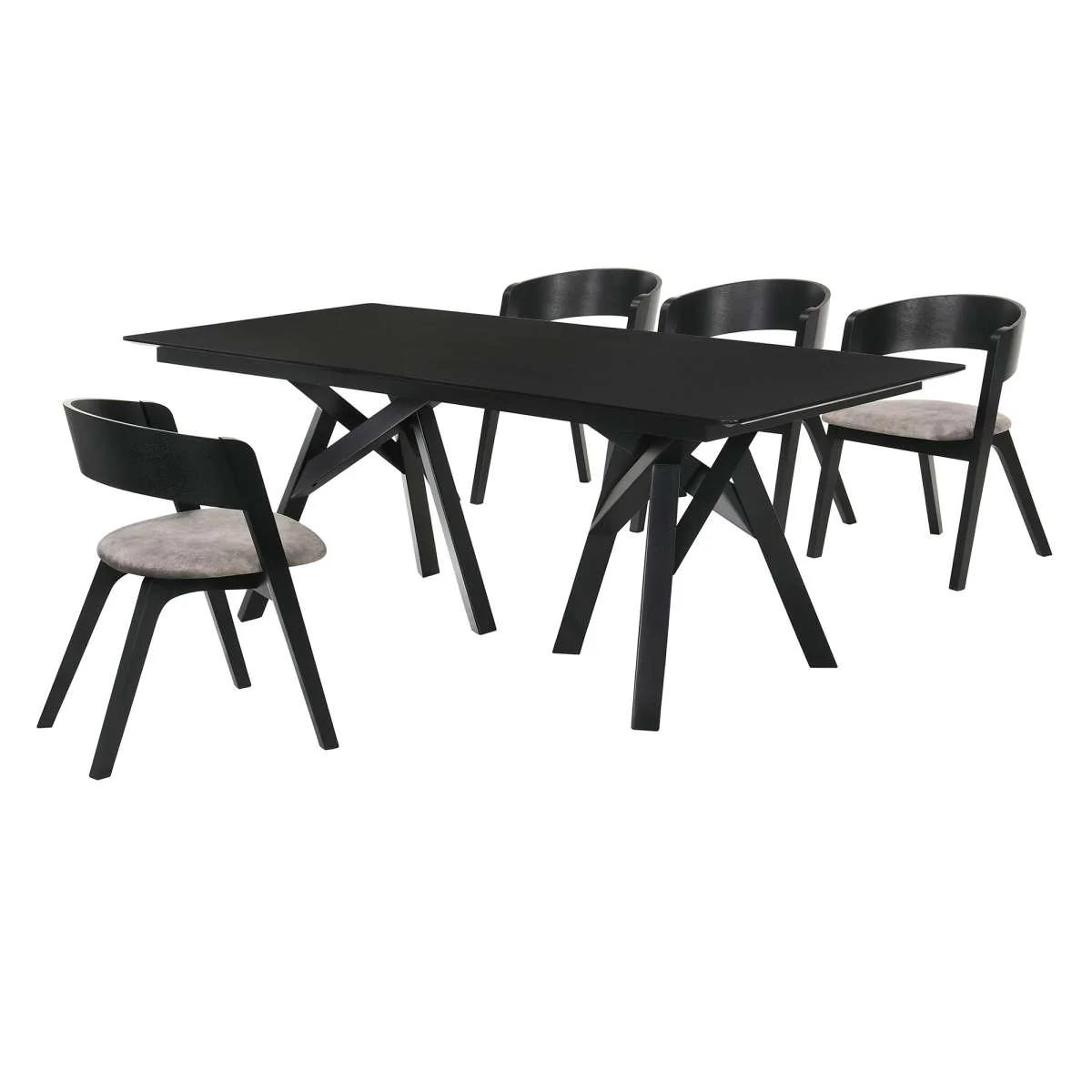Cortina and Jackie 5 Piece Black Rectangular Dining Set By Armen Living - Image 2
