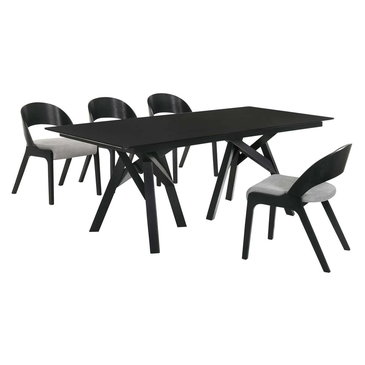 Cortina and Polly 5 Piece Black Rectangular Dining Set By Armen Living - Image 2