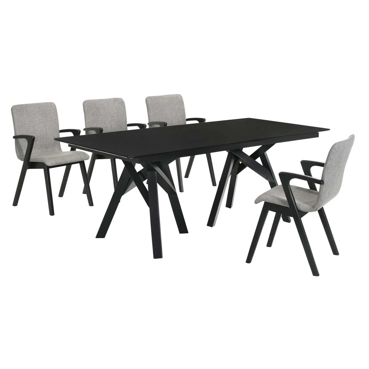 Cortina and Varde 5 Piece Black Rectangular Dining Set By Armen Living - Image 2