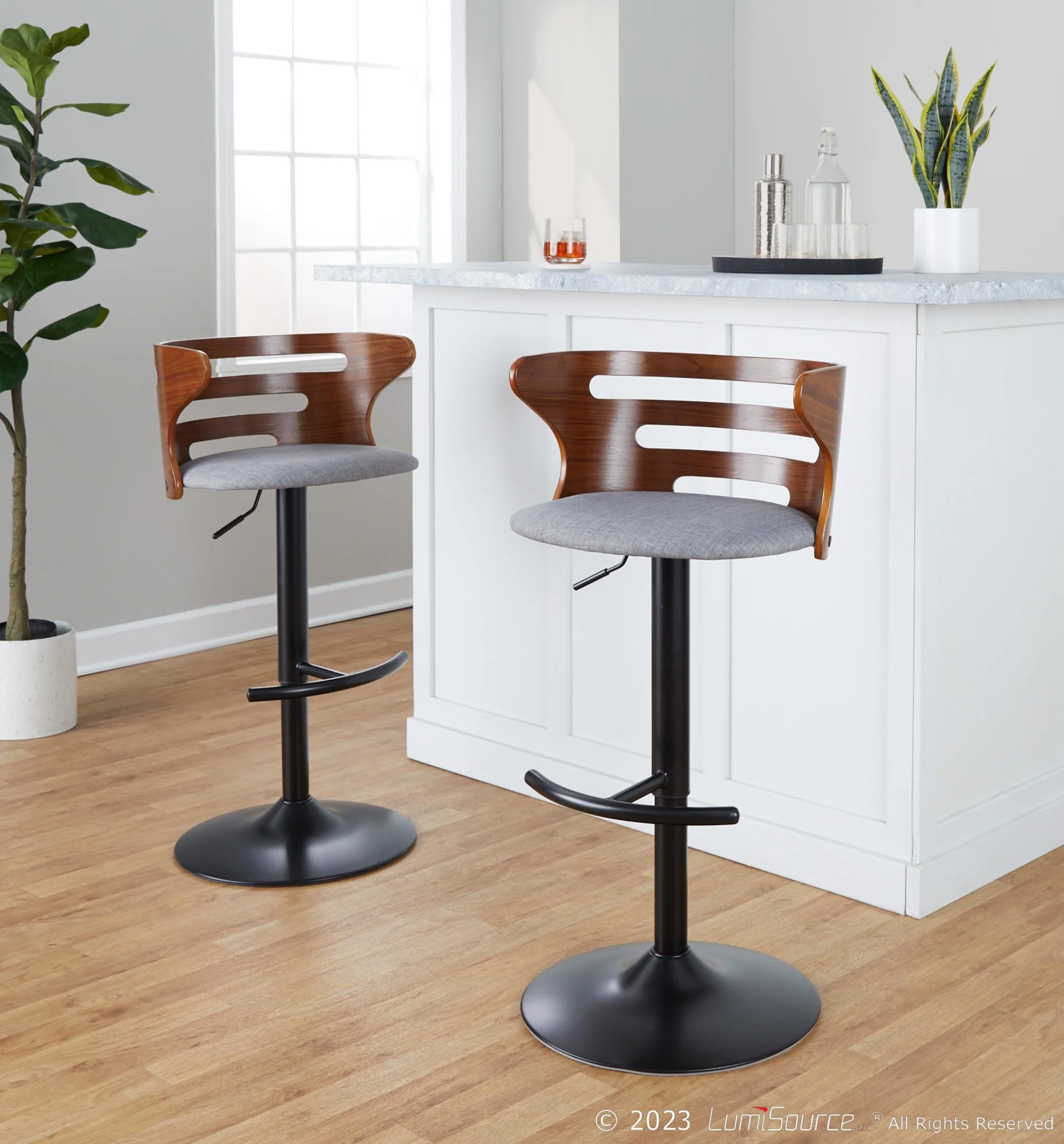 Cosi Adjustable Barstool - Set of 2 By LumiSource - BS-COSIFB-RT2 BKWLCHAR2 - Image 11