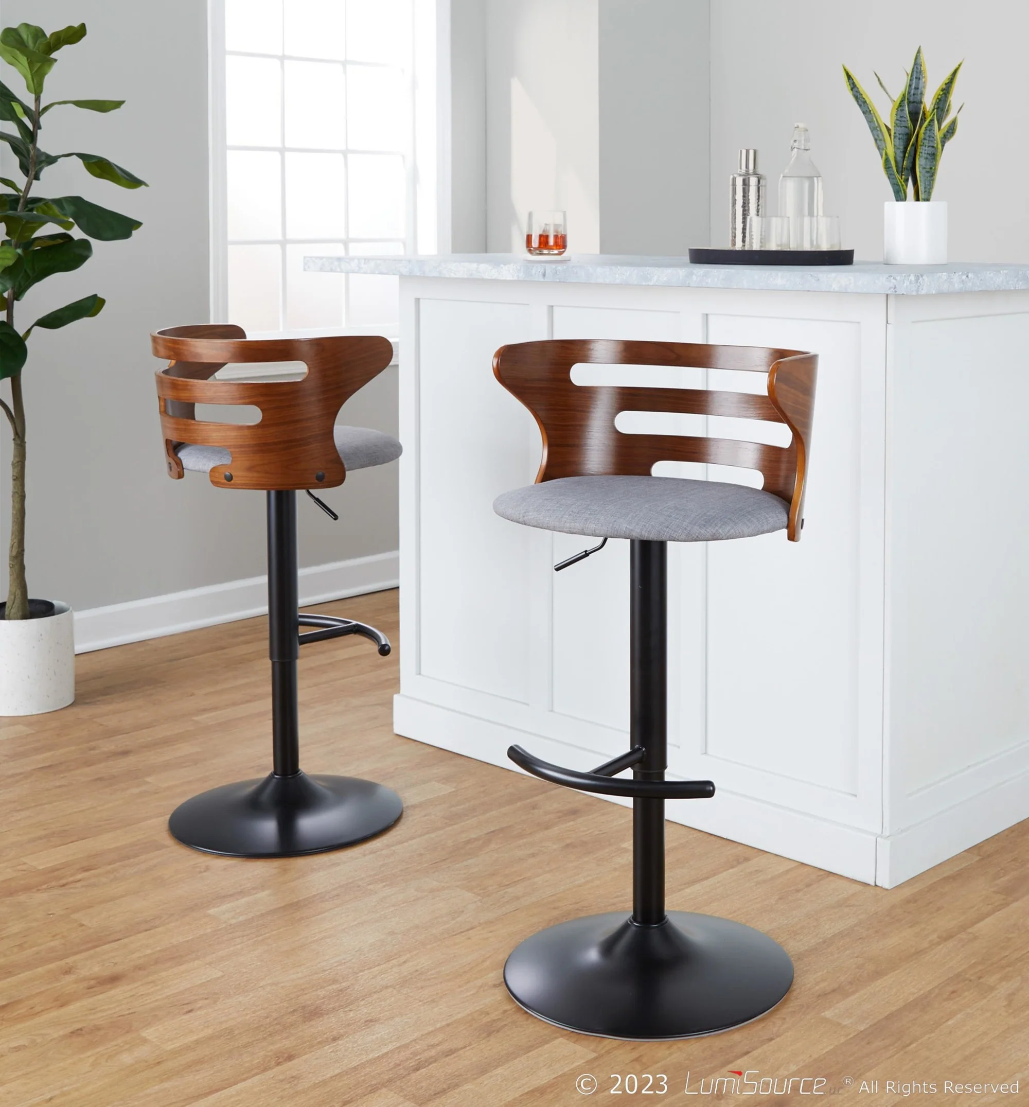 Cosi Adjustable Barstool - Set of 2 By LumiSource - BS-COSIFB-RT2 BKWLCHAR2 - Image 12