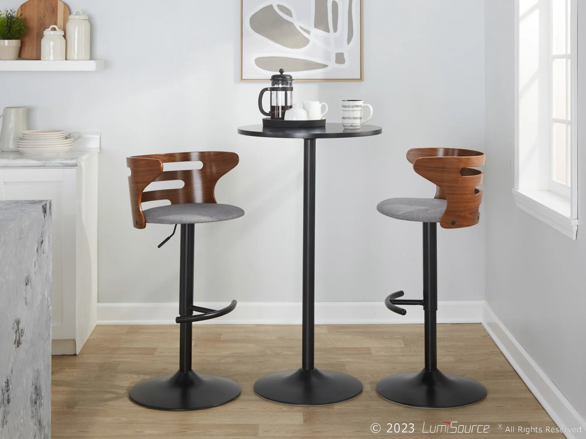Cosi Adjustable Barstool - Set of 2 By LumiSource - BS-COSIFB-RT2 BKWLCHAR2 - Image 14