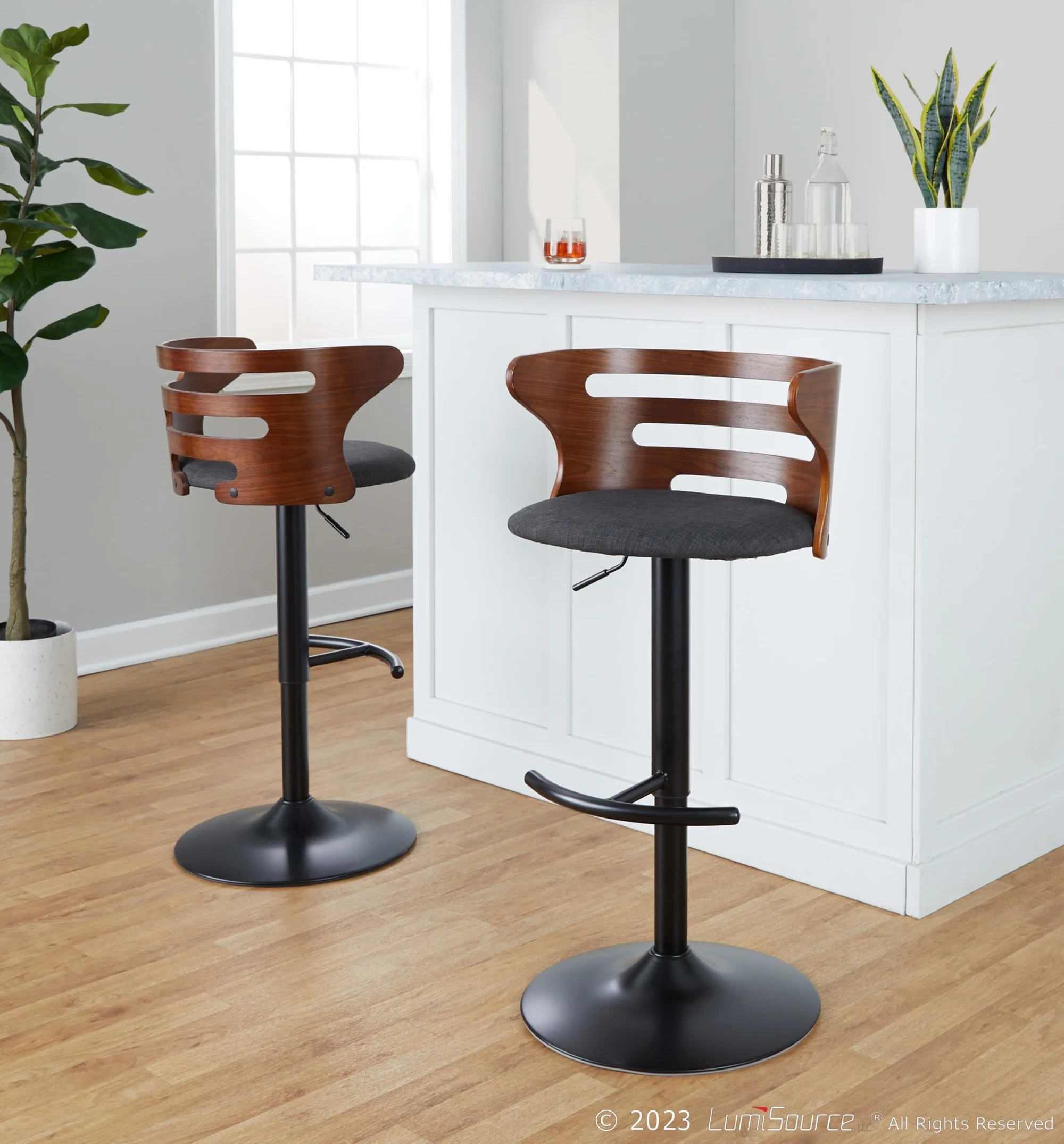 Cosi Adjustable Barstool - Set of 2 By LumiSource - BS-COSIFB-RT2 BKWLCHAR2 - Image 2