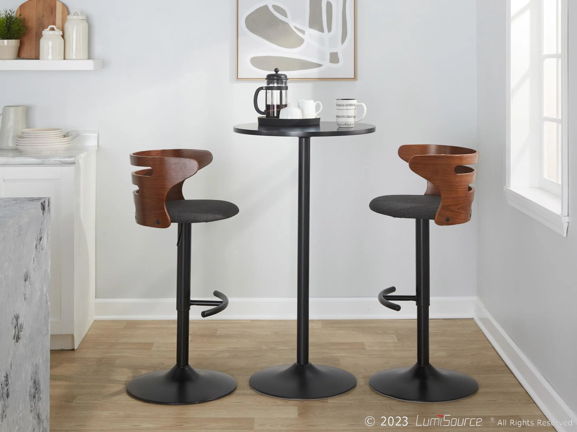 Cosi Adjustable Barstool - Set of 2 By LumiSource - BS-COSIFB-RT2 BKWLCHAR2 - Image 3