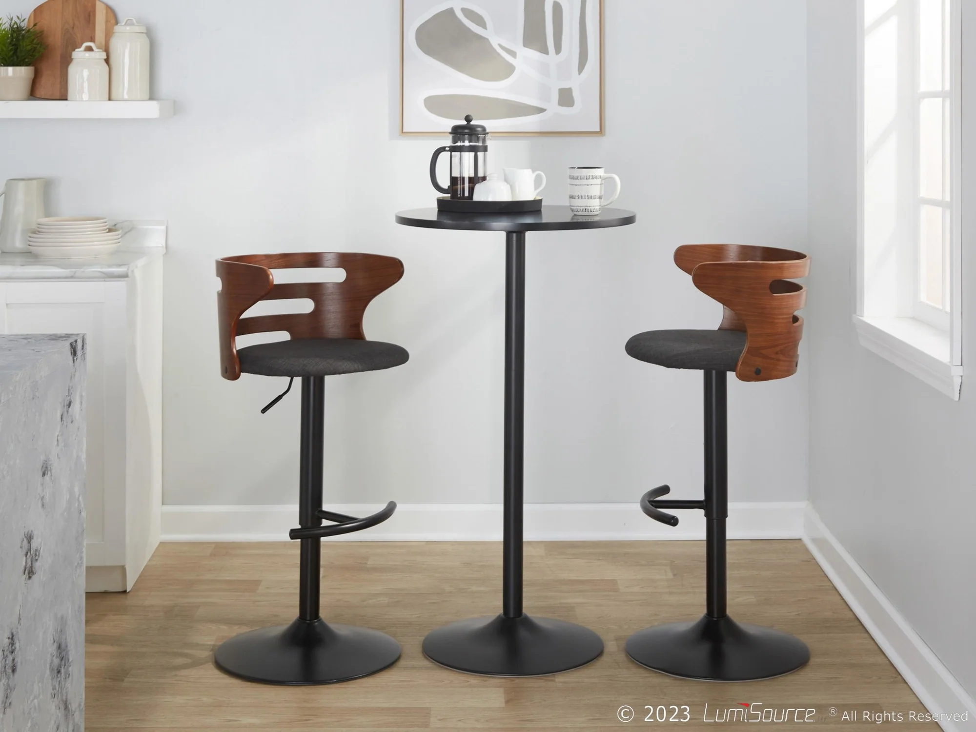 Cosi Adjustable Barstool - Set of 2 By LumiSource - BS-COSIFB-RT2 BKWLCHAR2 - Image 4