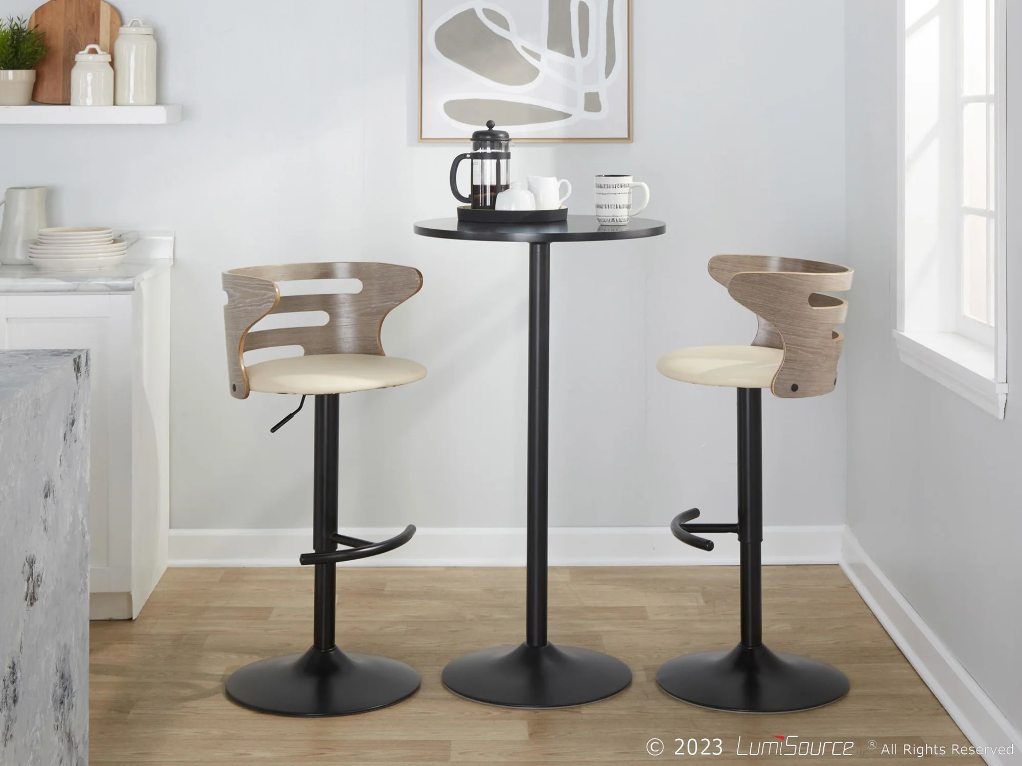 Cosi Adjustable Barstool - Set of 2 By LumiSource - BS-COSIPU-RT2 BKLGYBK2 - Image 10
