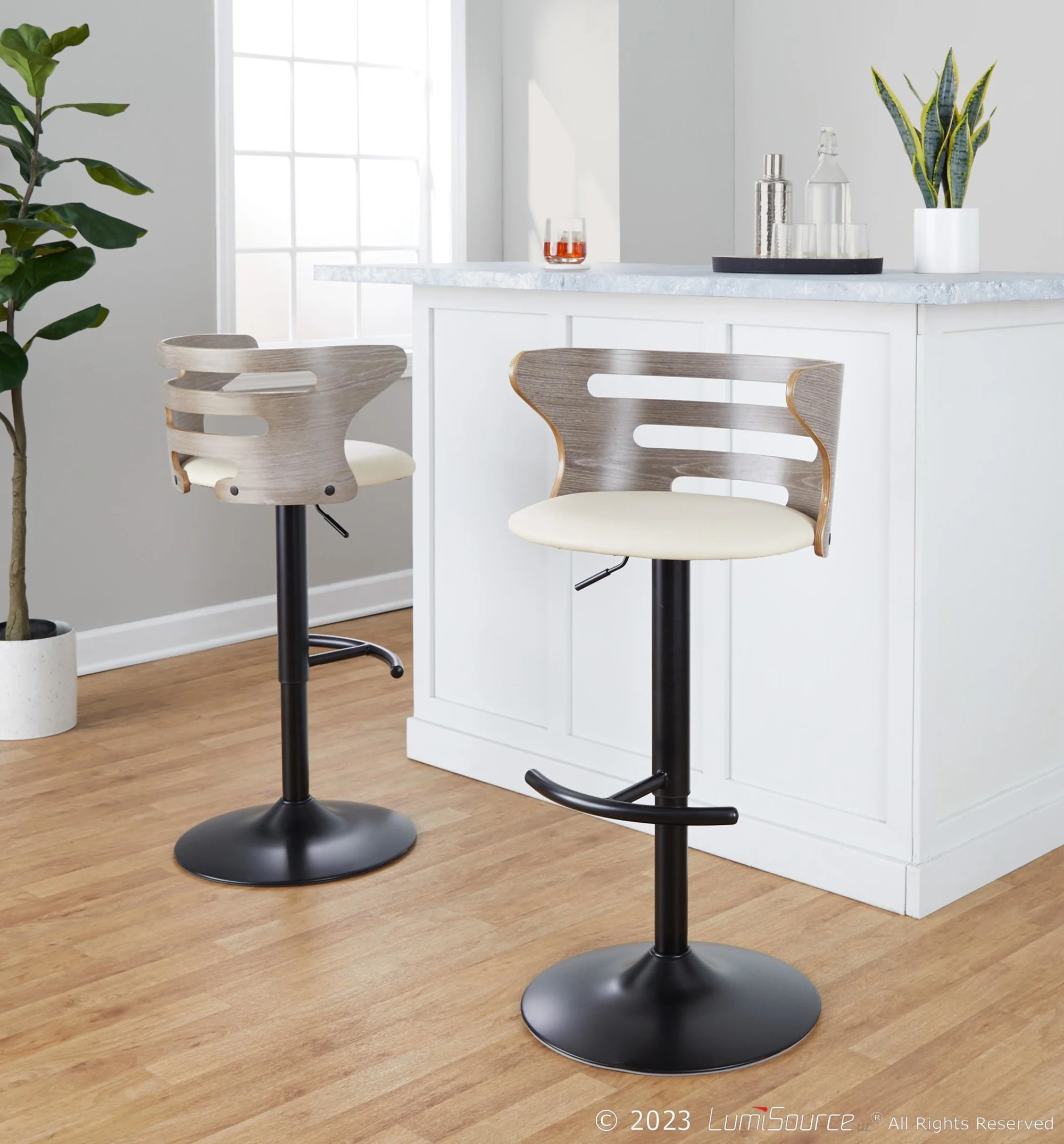 Cosi Adjustable Barstool - Set of 2 By LumiSource - BS-COSIPU-RT2 BKLGYBK2 - Image 8