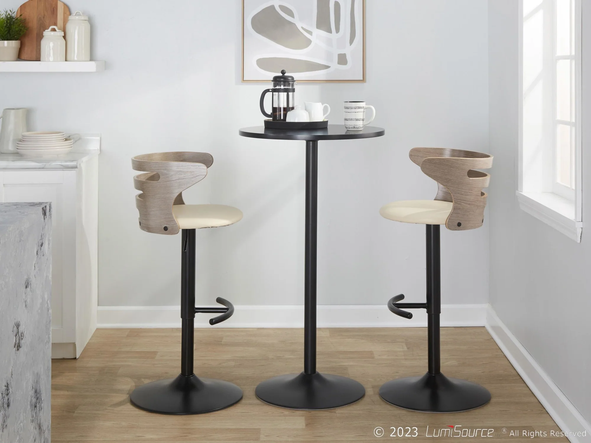 Cosi Adjustable Barstool - Set of 2 By LumiSource - BS-COSIPU-RT2 BKLGYBK2 - Image 9