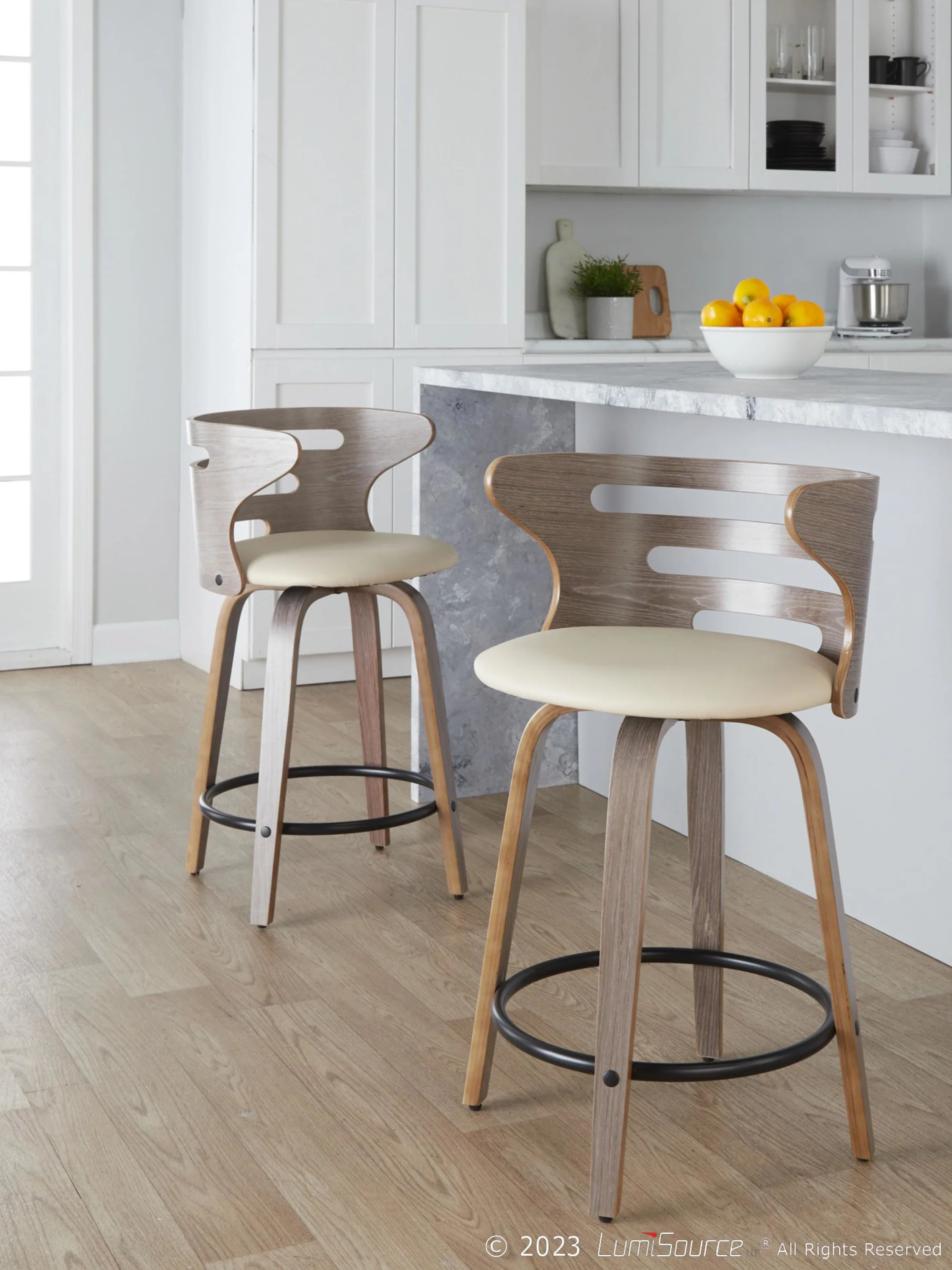 Cosini 24" Fixed-Height Counter Stool - Set of 2 By LumiSource - B24-COSIPU-GRTZQ2 LGYLGYBK2 - Image 11