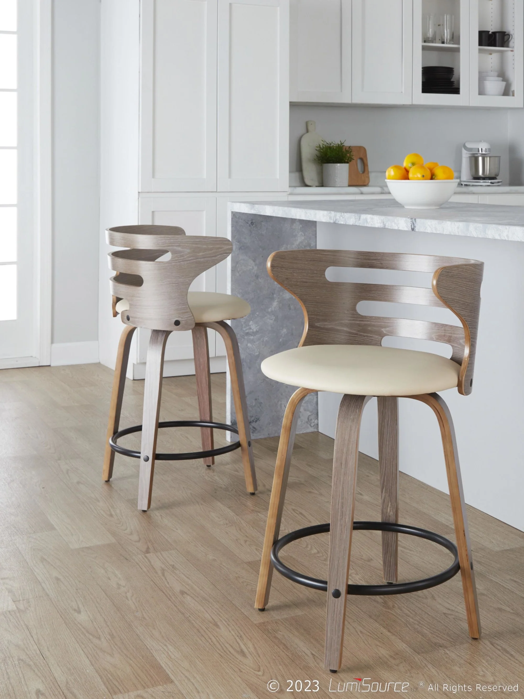 Cosini 24" Fixed-Height Counter Stool - Set of 2 By LumiSource - B24-COSIPU-GRTZQ2 LGYLGYBK2 - Image 12