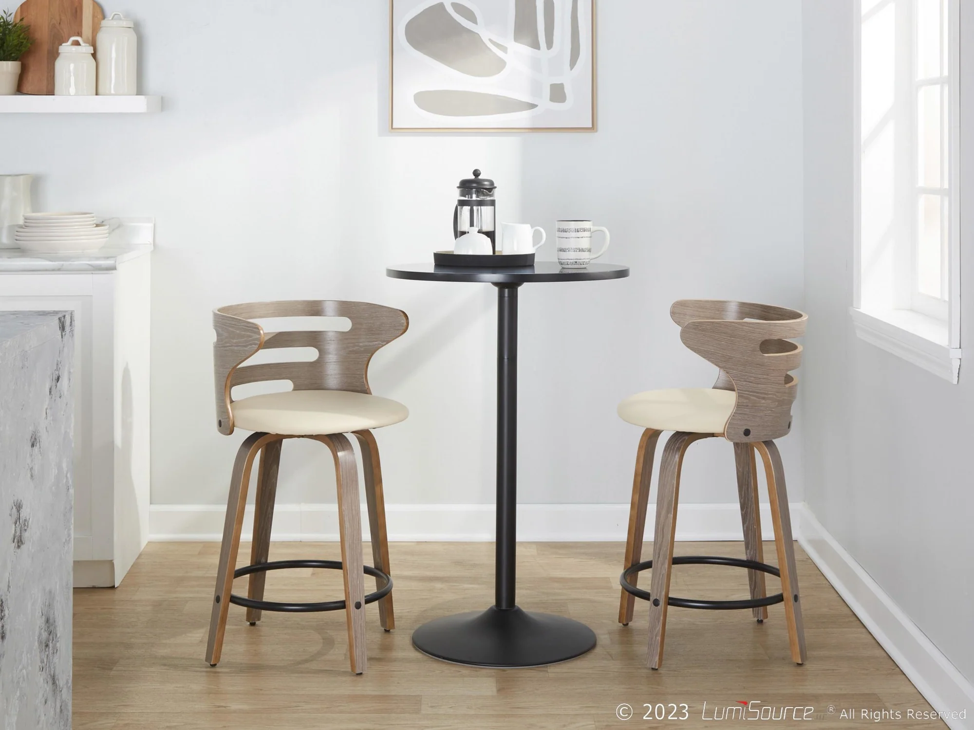 Cosini 24" Fixed-Height Counter Stool - Set of 2 By LumiSource - B24-COSIPU-GRTZQ2 LGYLGYBK2 - Image 13