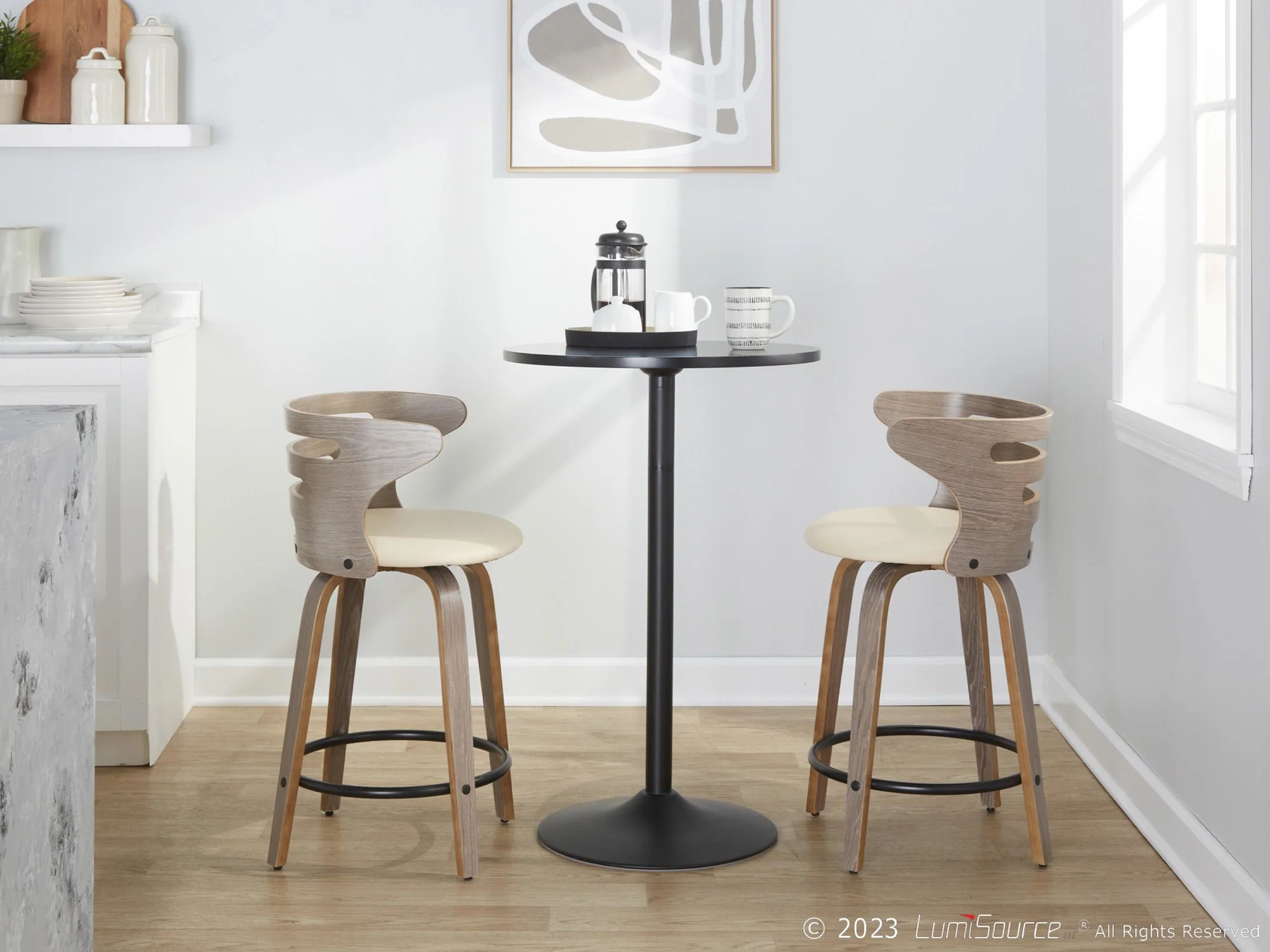 Cosini 24" Fixed-Height Counter Stool - Set of 2 By LumiSource - B24-COSIPU-GRTZQ2 LGYLGYBK2 - Image 14