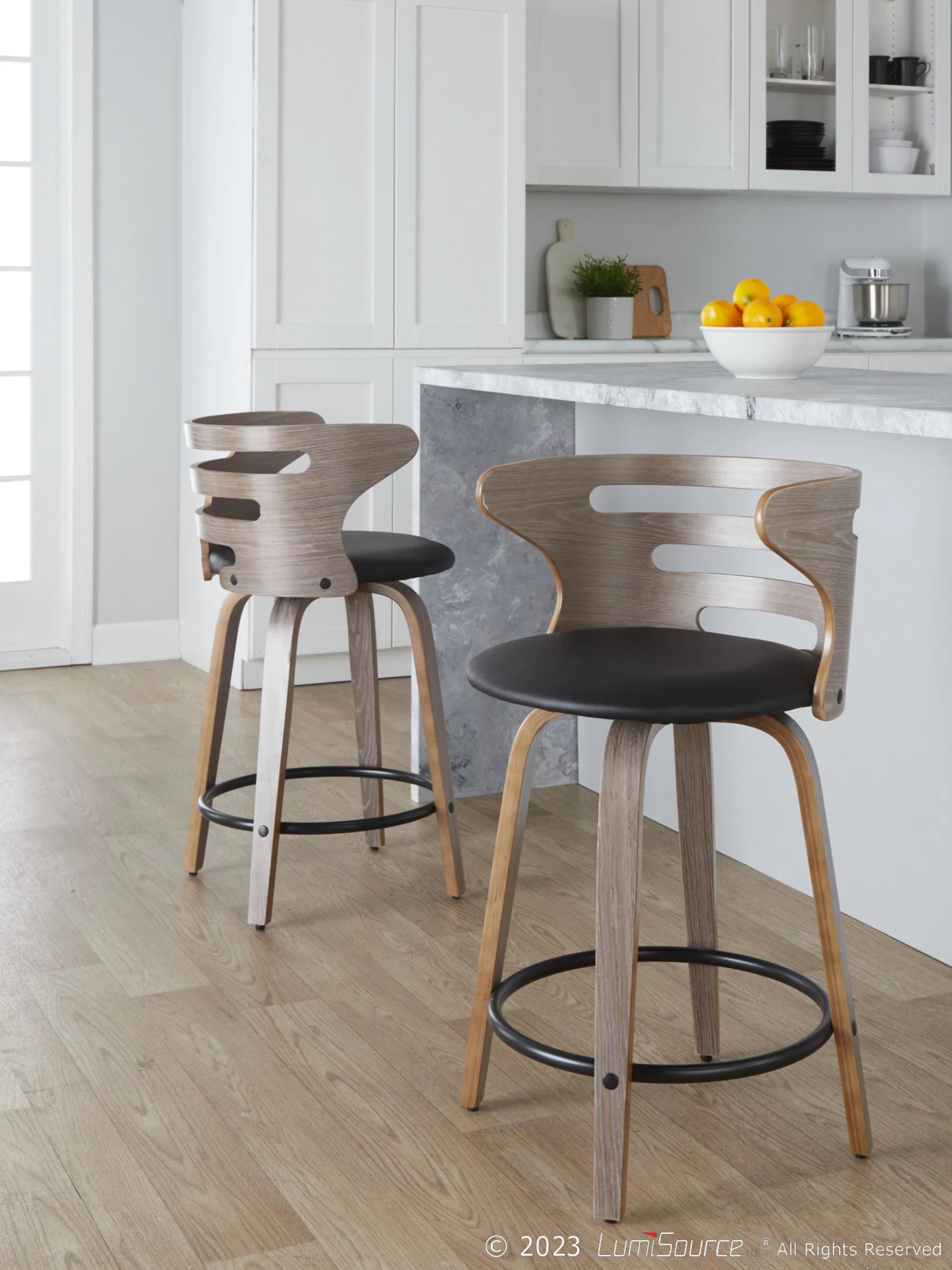 Cosini 24" Fixed-Height Counter Stool - Set of 2 By LumiSource - B24-COSIPU-GRTZQ2 LGYLGYBK2 - Image 2