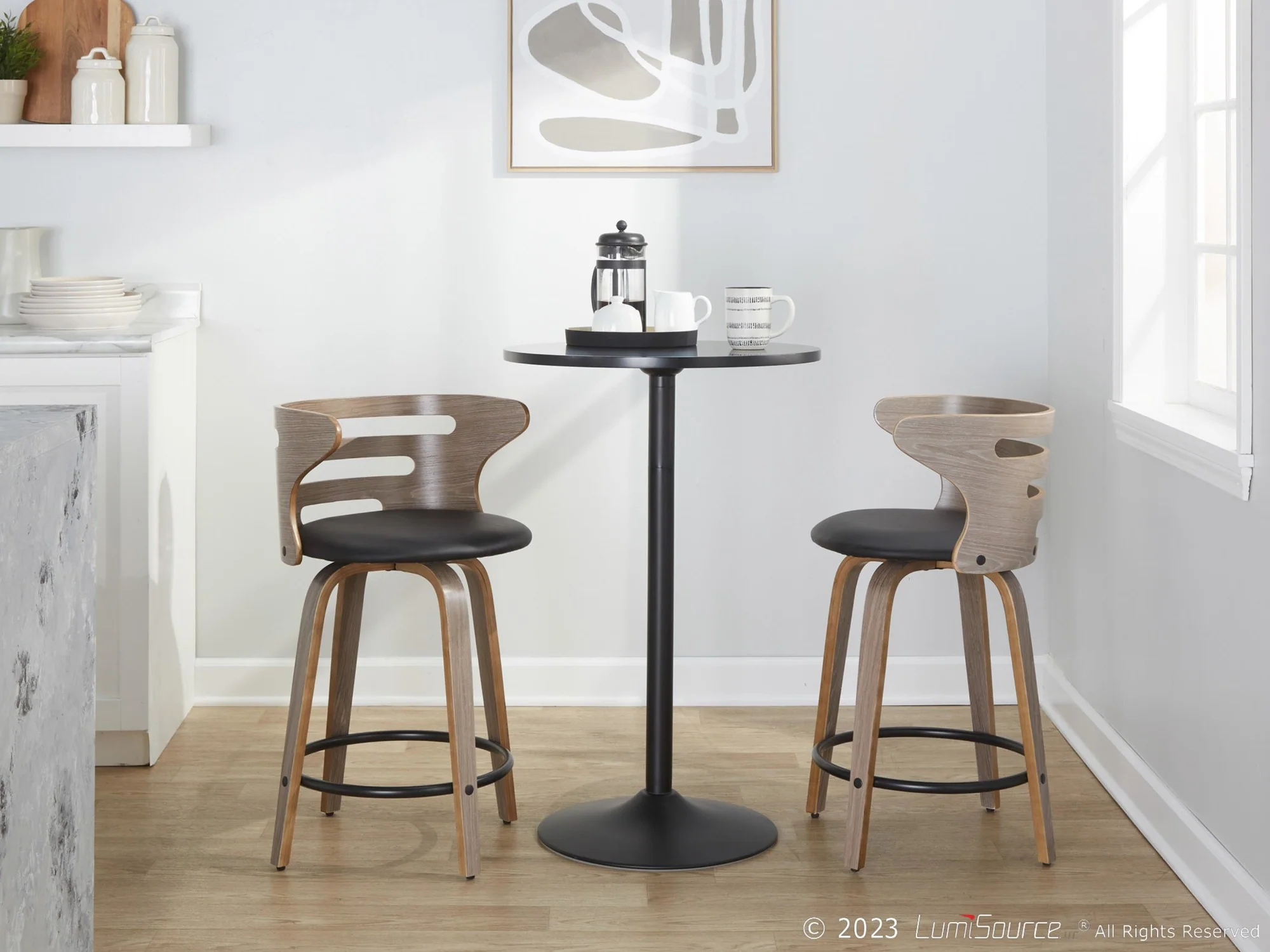 Cosini 24" Fixed-Height Counter Stool - Set of 2 By LumiSource - B24-COSIPU-GRTZQ2 LGYLGYBK2 - Image 3