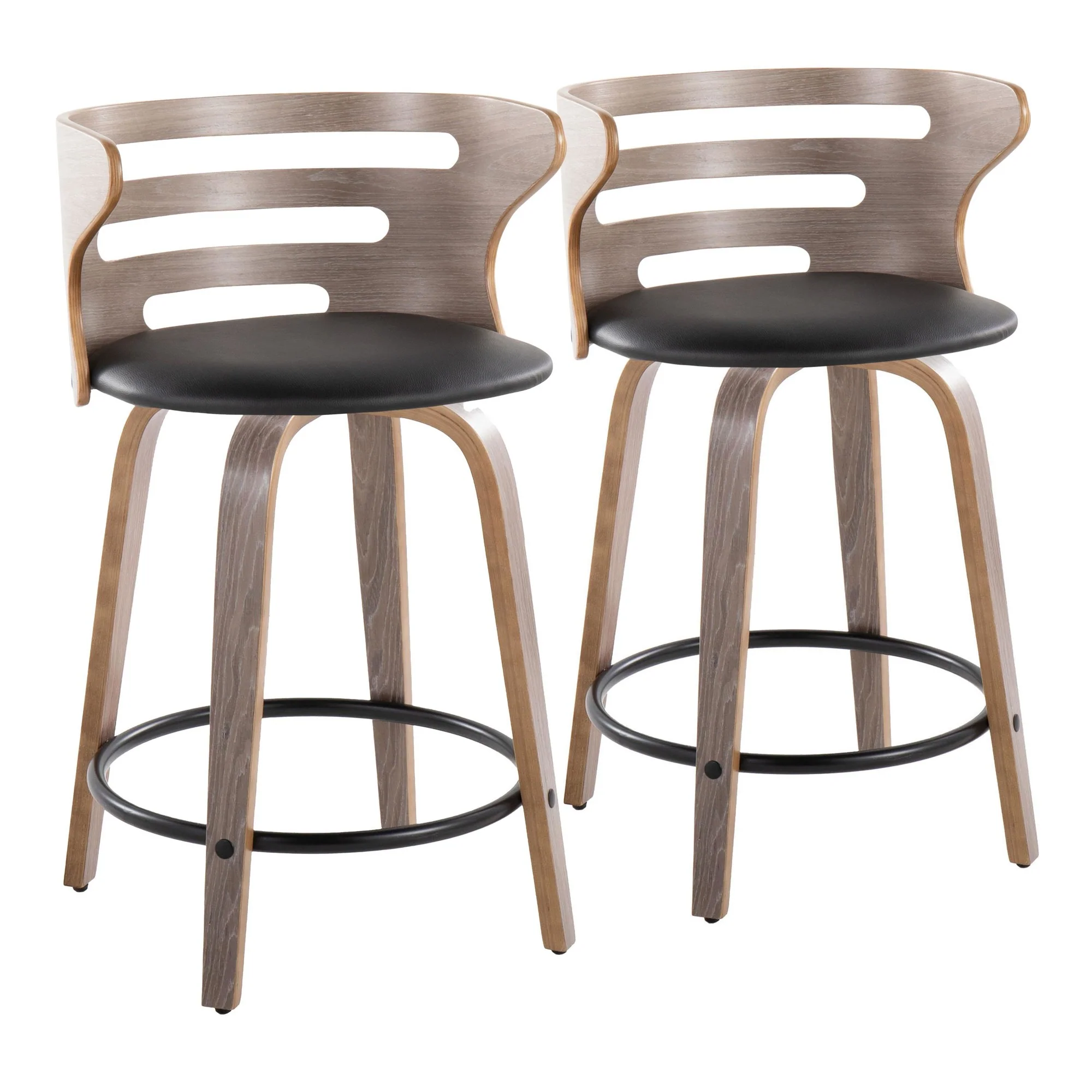 Cosini 24" Fixed-Height Counter Stool - Set of 2 By LumiSource - B24-COSIPU-GRTZQ2 LGYLGYBK2 - Image 5