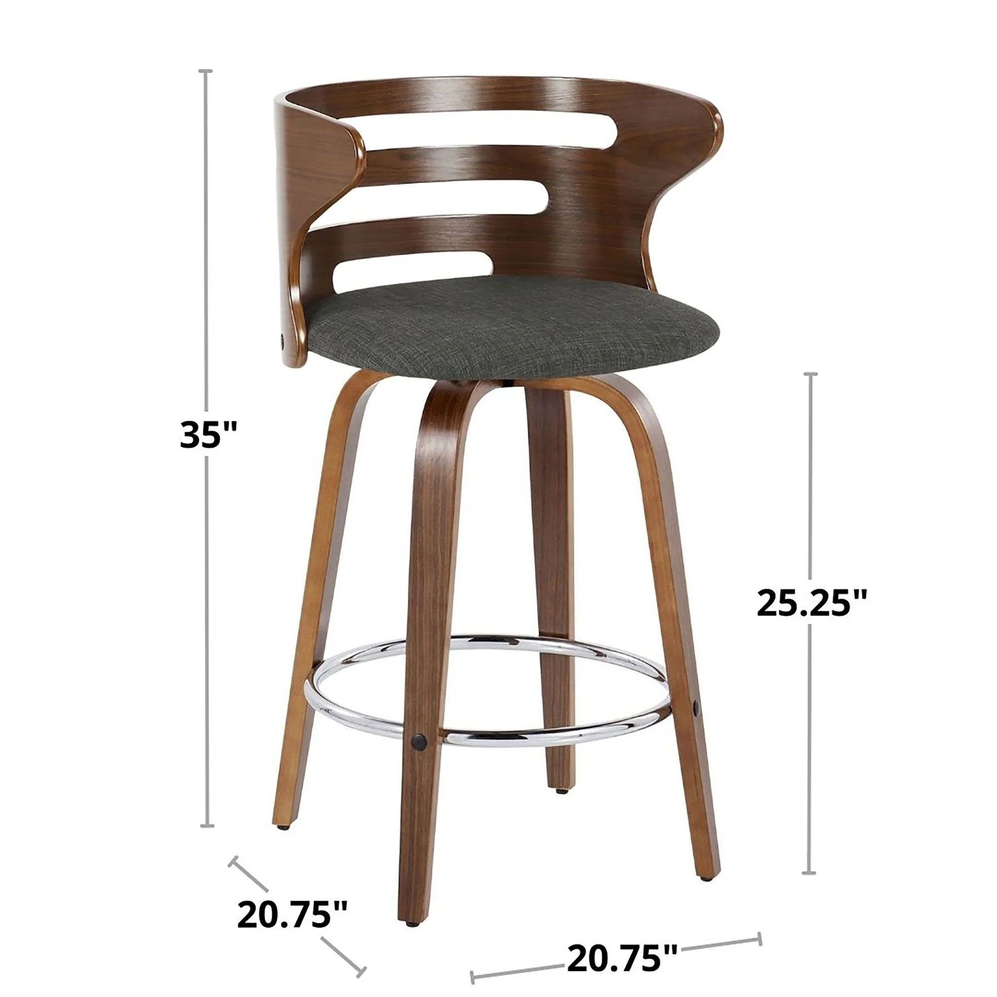 Cosini 26" Fixed-Height Counter Stool - Set of 2 By LumiSource - B26-COSIFB-GRTZR2 WLWLCHAR2 - Image 10