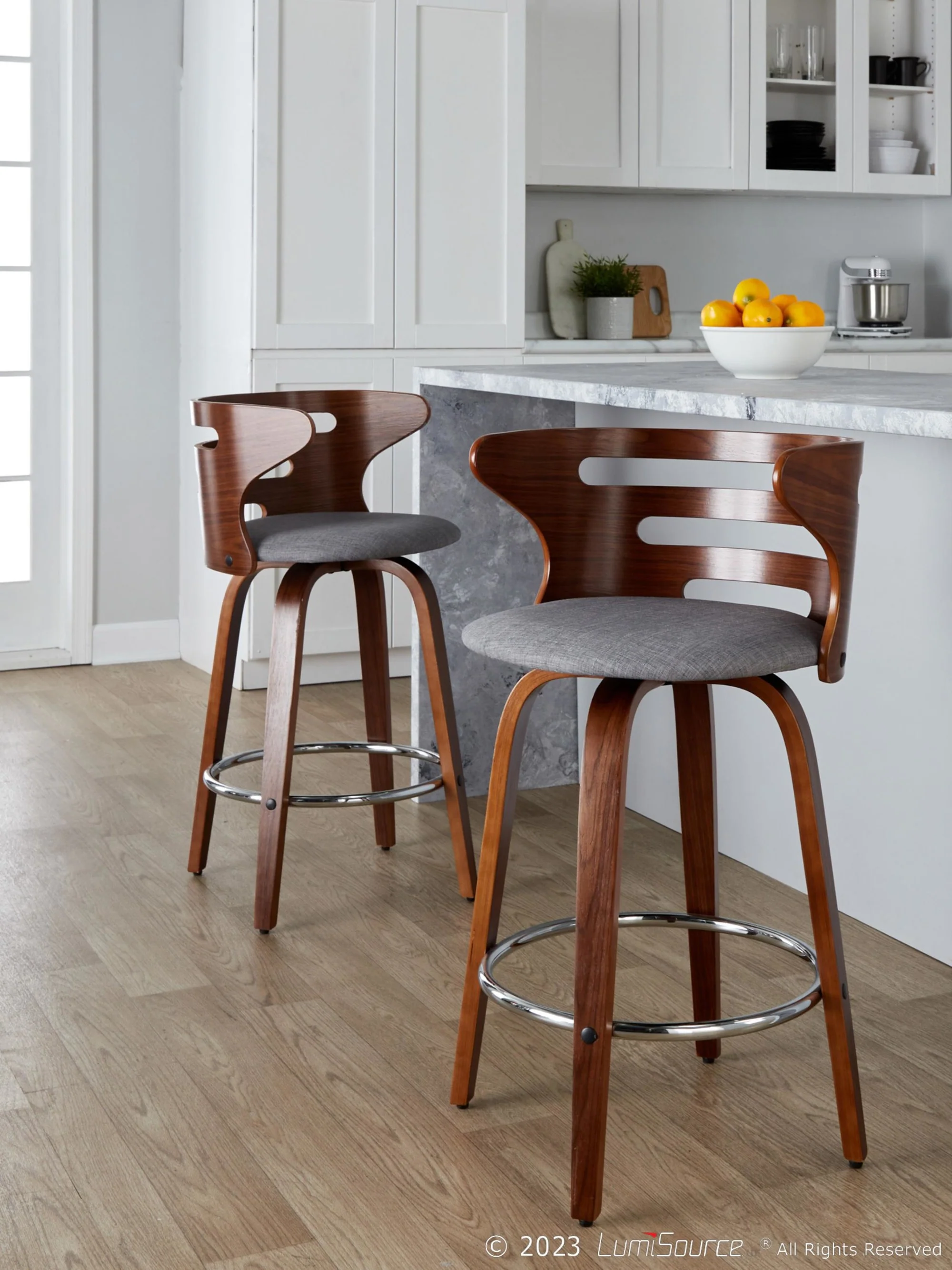 Cosini 26" Fixed-Height Counter Stool - Set of 2 By LumiSource - B26-COSIFB-GRTZR2 WLWLCHAR2 - Image 12