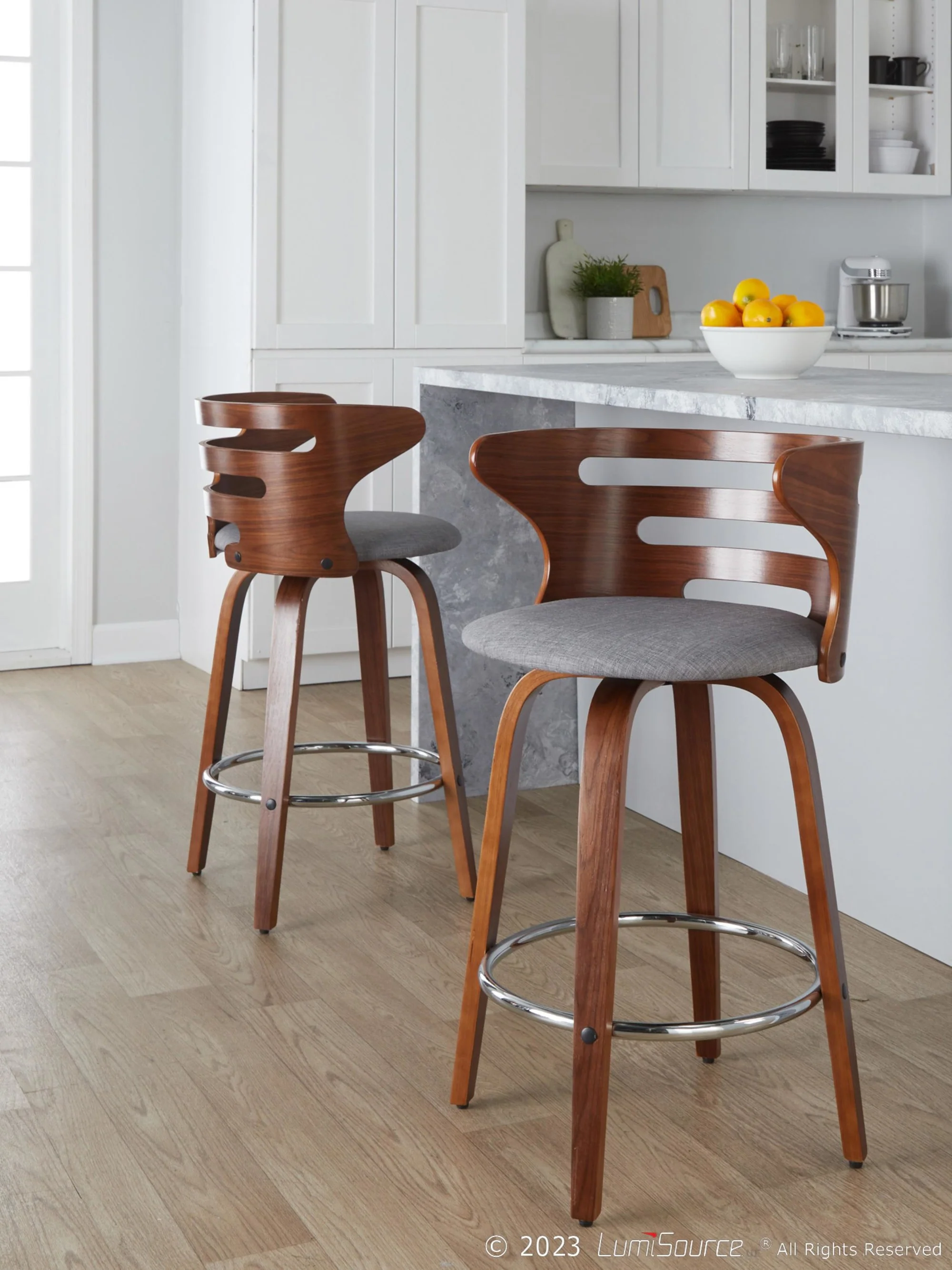 Cosini 26" Fixed-Height Counter Stool - Set of 2 By LumiSource - B26-COSIFB-GRTZR2 WLWLCHAR2 - Image 13
