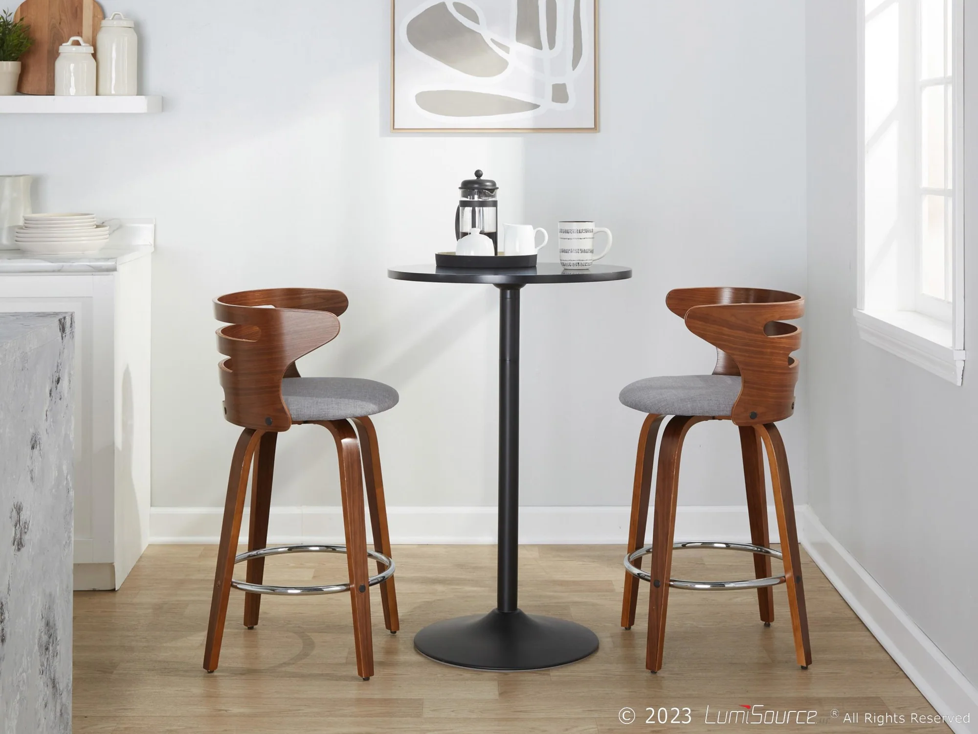 Cosini 26" Fixed-Height Counter Stool - Set of 2 By LumiSource - B26-COSIFB-GRTZR2 WLWLCHAR2 - Image 14