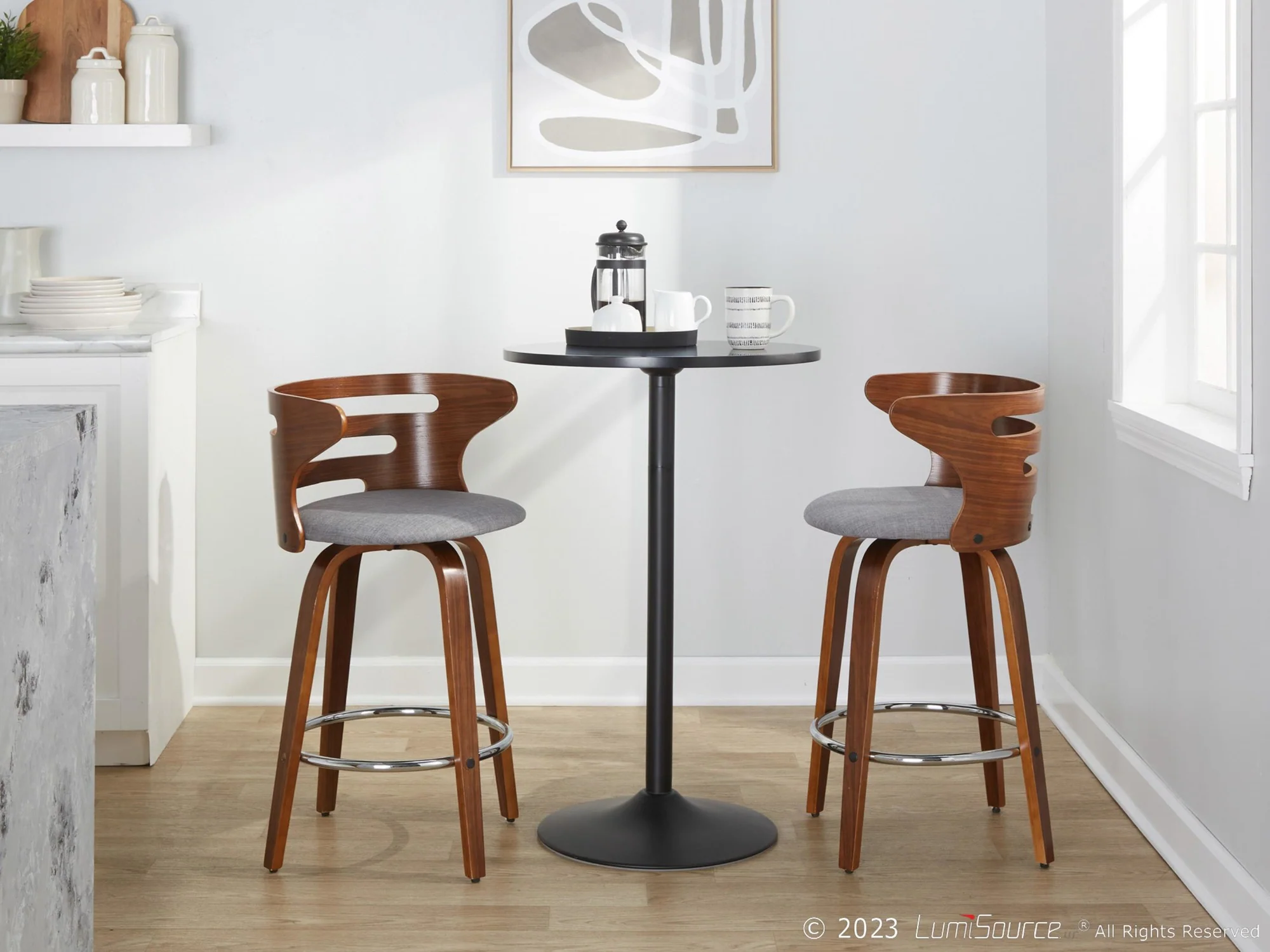 Cosini 26" Fixed-Height Counter Stool - Set of 2 By LumiSource - B26-COSIFB-GRTZR2 WLWLCHAR2 - Image 15