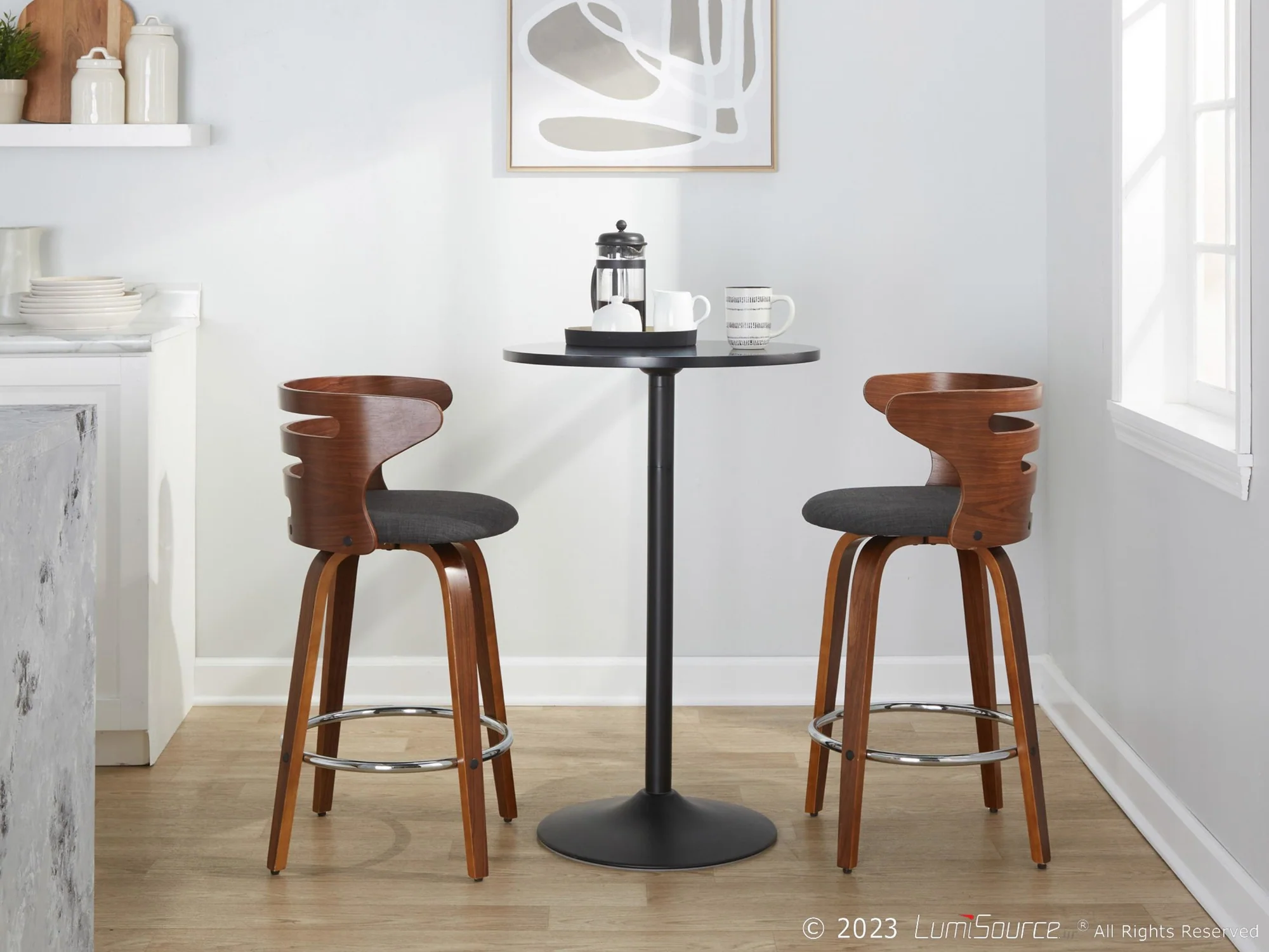 Cosini 26" Fixed-Height Counter Stool - Set of 2 By LumiSource - B26-COSIFB-GRTZR2 WLWLCHAR2 - Image 3