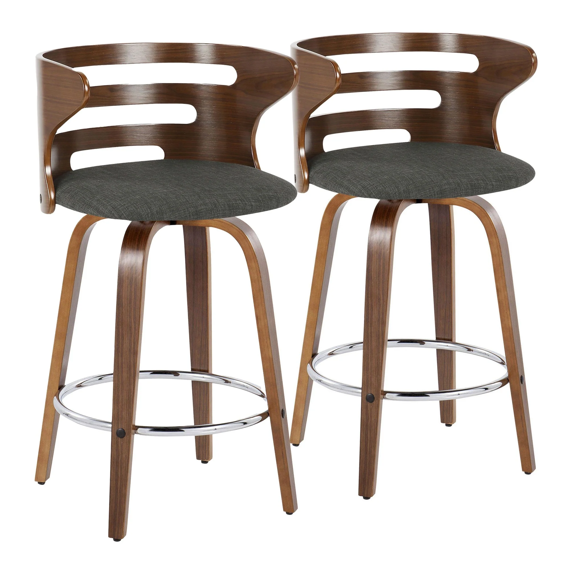 Cosini 26" Fixed-Height Counter Stool - Set of 2 By LumiSource - B26-COSIFB-GRTZR2 WLWLCHAR2 - Image 5