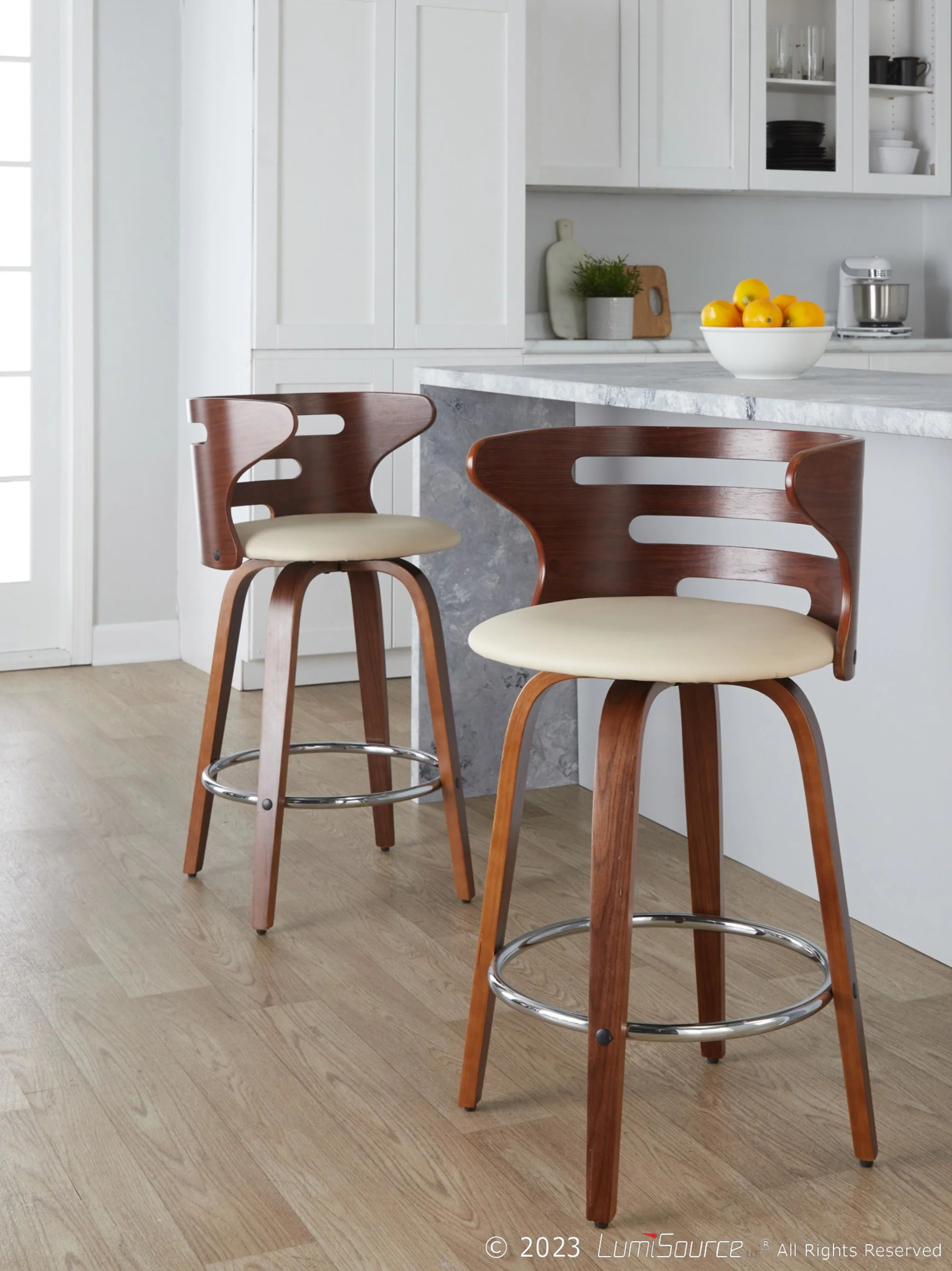 Cosini 26" Fixed-Height Counter Stool - Set of 2 By LumiSource - B26-COSIPU-GRTZR2 WLWLBN2 - Image 11