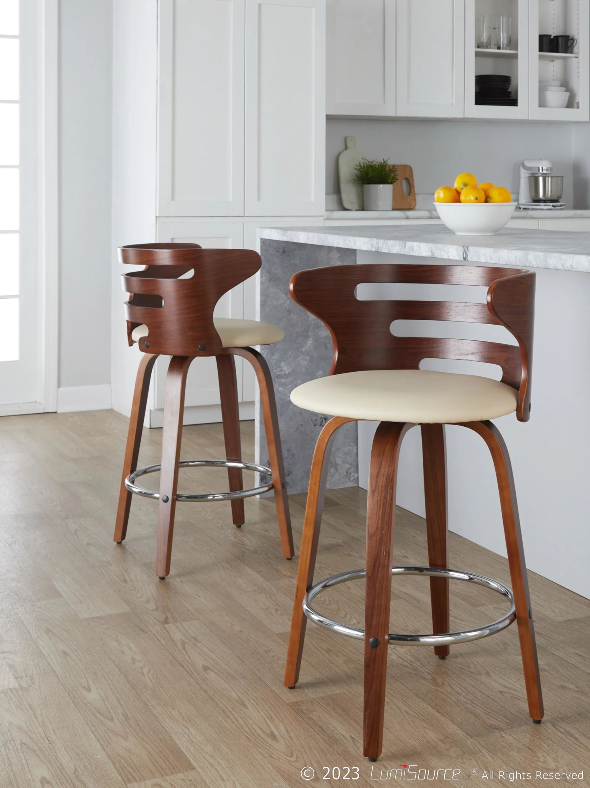 Cosini 26" Fixed-Height Counter Stool - Set of 2 By LumiSource - B26-COSIPU-GRTZR2 WLWLBN2 - Image 12