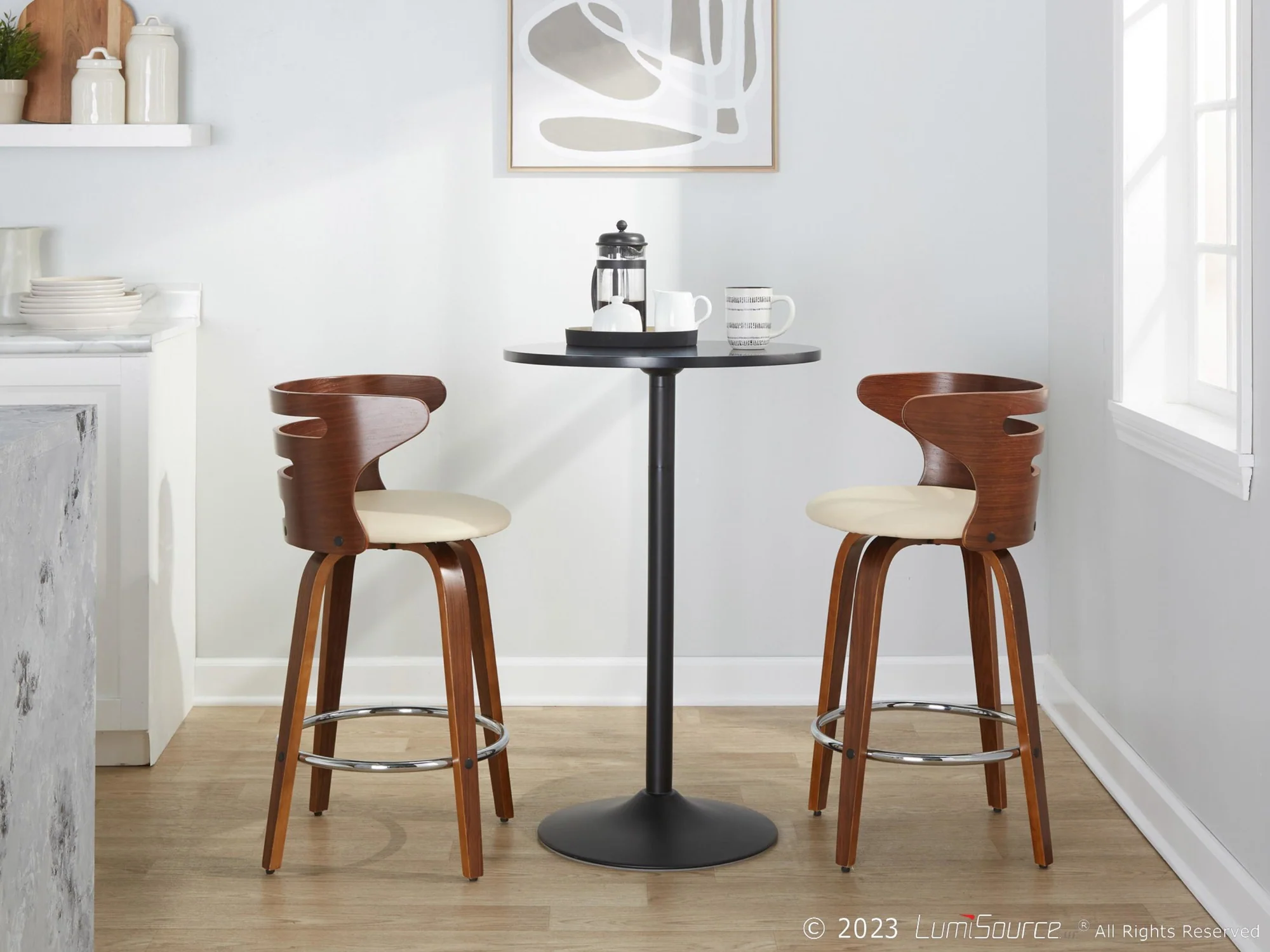 Cosini 26" Fixed-Height Counter Stool - Set of 2 By LumiSource - B26-COSIPU-GRTZR2 WLWLBN2 - Image 13
