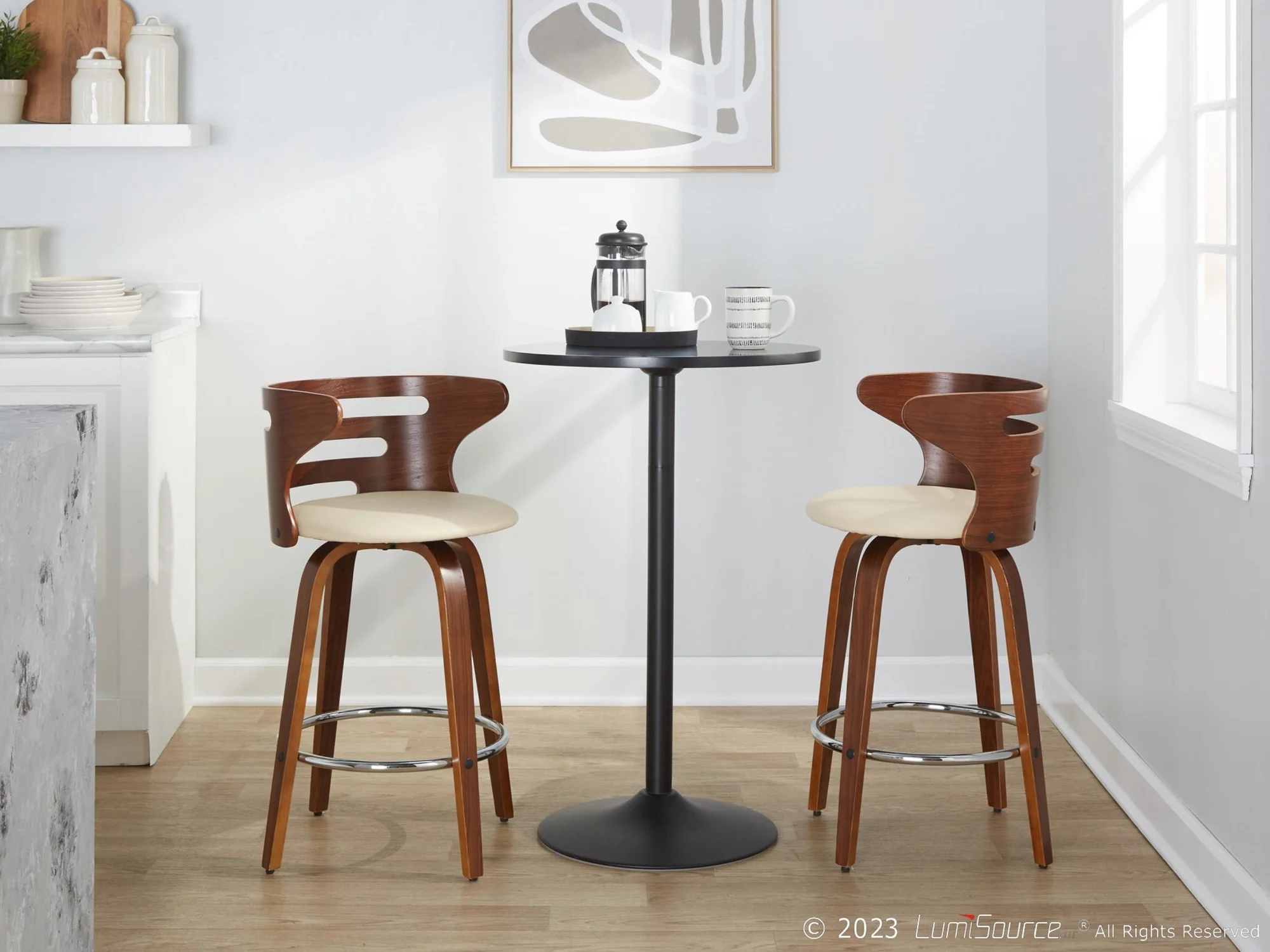 Cosini 26" Fixed-Height Counter Stool - Set of 2 By LumiSource - B26-COSIPU-GRTZR2 WLWLBN2 - Image 14