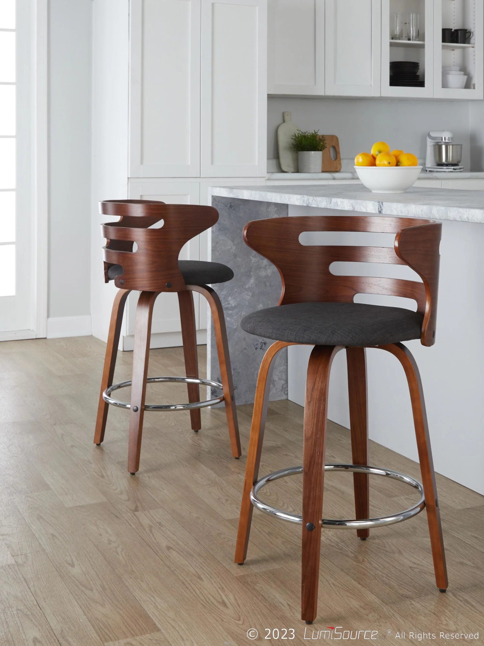 Cosini 26" Fixed-Height Counter Stool - Set of 2 By LumiSource - B26-COSIPU-GRTZR2 WLWLBN2 - Image 2