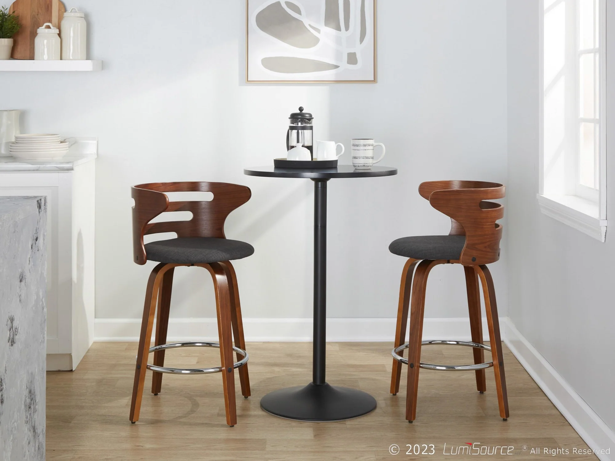 Cosini 26" Fixed-Height Counter Stool - Set of 2 By LumiSource - B26-COSIPU-GRTZR2 WLWLBN2 - Image 4