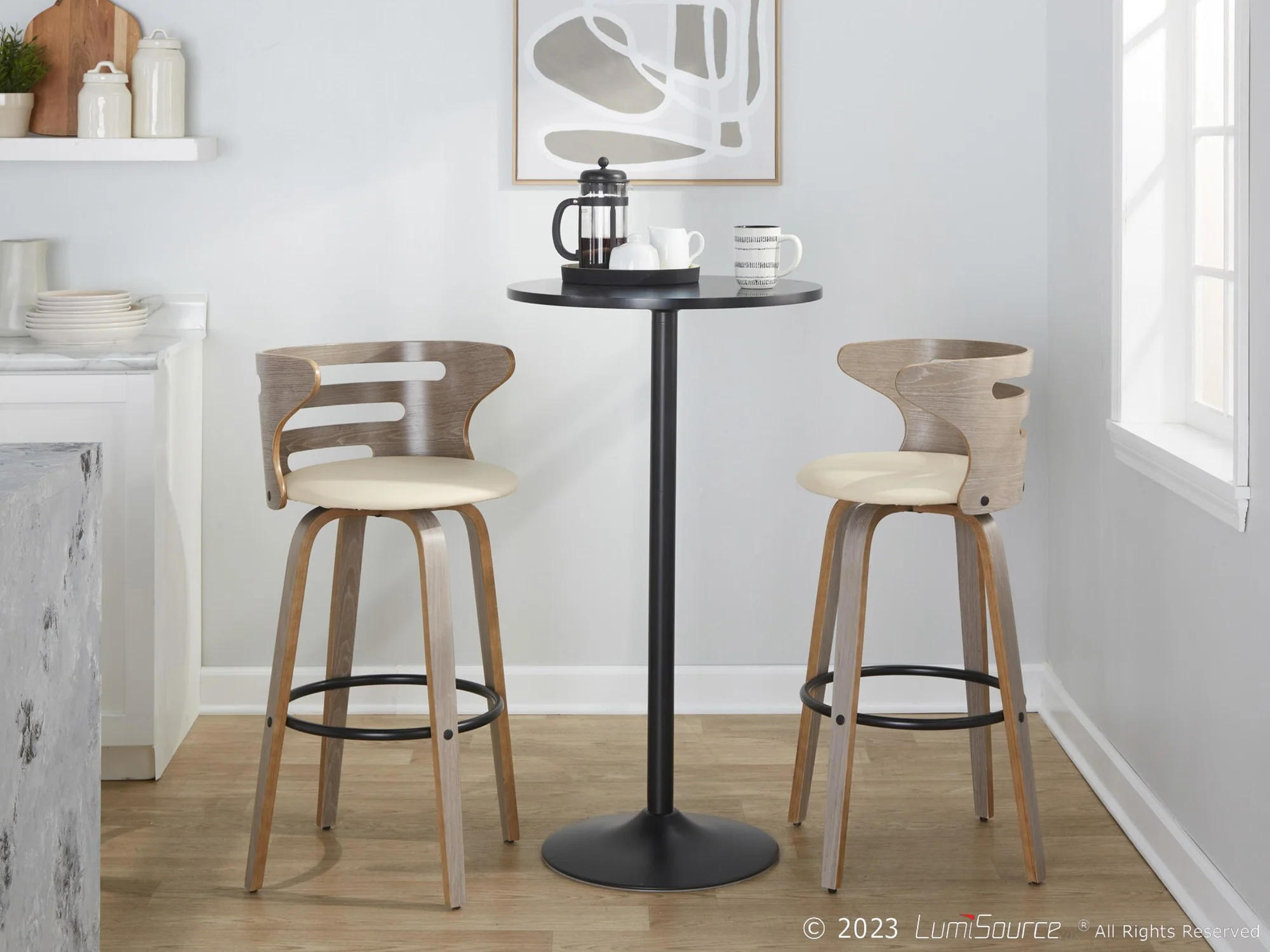 Cosini 30" Fixed-Height Barstool - Set of 2 By LumiSource - B30-COSIPU-GRTZQ2 LGYLGYBK2 - Image 12
