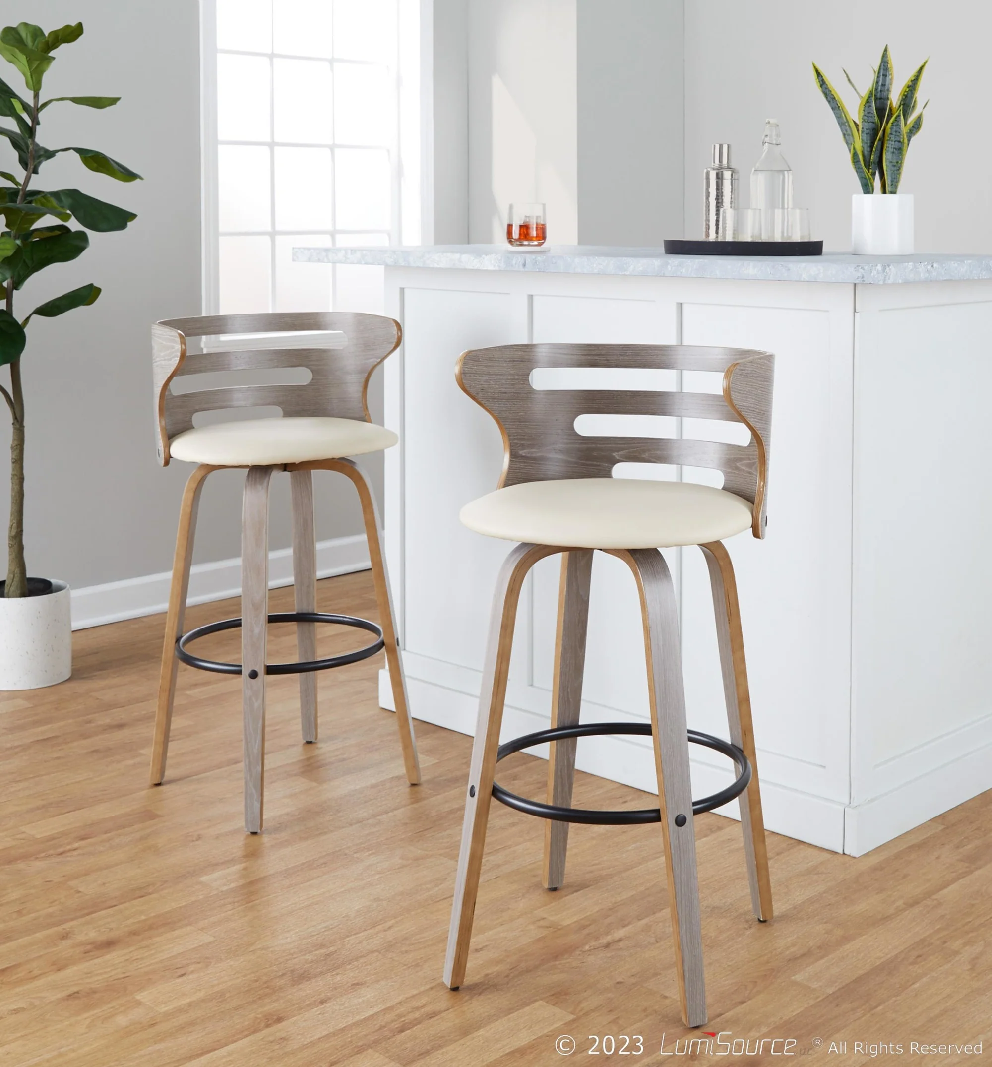 Cosini 30" Fixed-Height Barstool - Set of 2 By LumiSource - B30-COSIPU-GRTZQ2 LGYLGYBK2 - Image 13