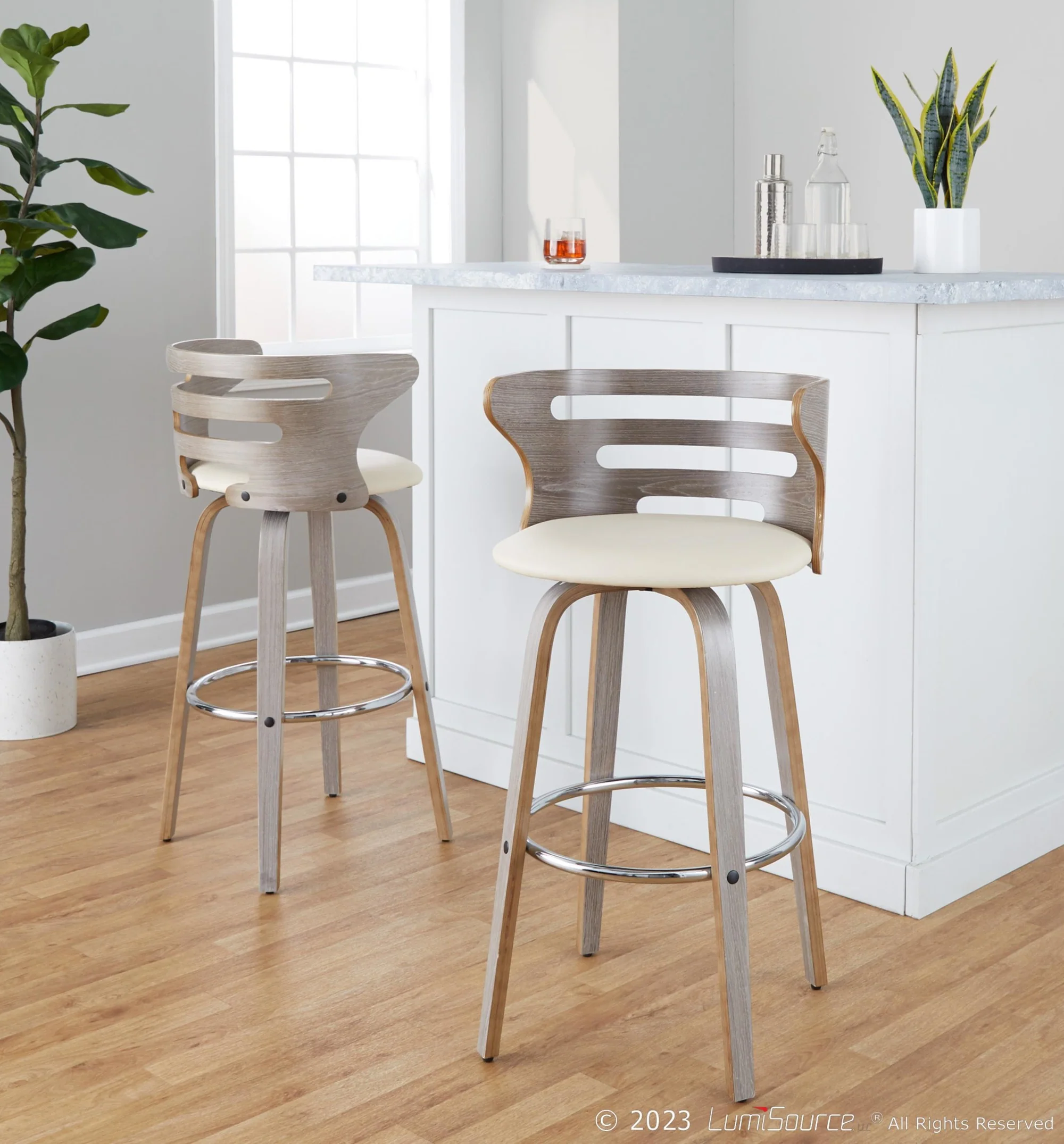 Cosini 30" Fixed-Height Barstool - Set of 2 By LumiSource - B30-COSIPU-GRTZR2 LGYLGYBK2 - Image 12