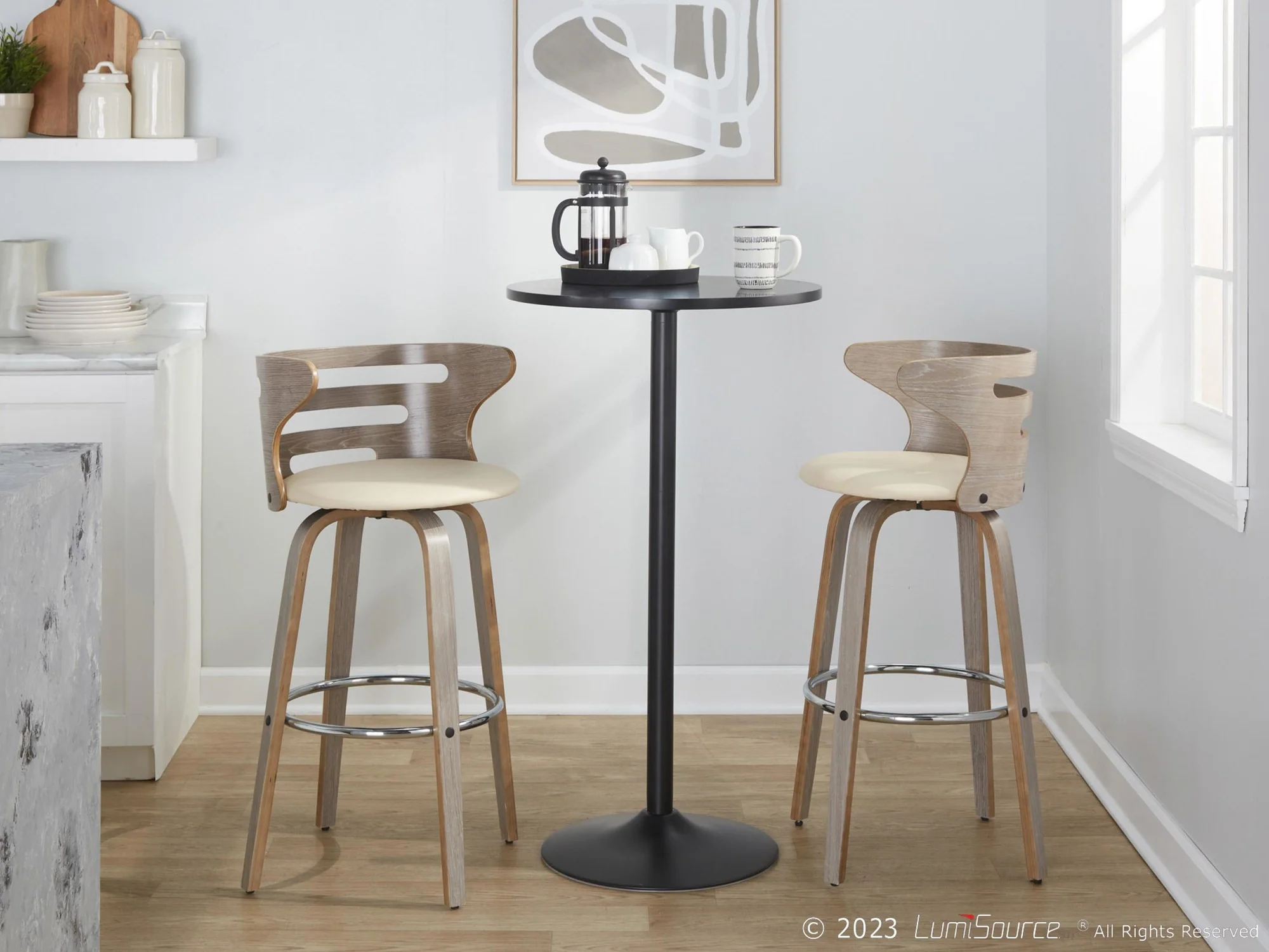 Cosini 30" Fixed-Height Barstool - Set of 2 By LumiSource - B30-COSIPU-GRTZR2 LGYLGYBK2 - Image 13