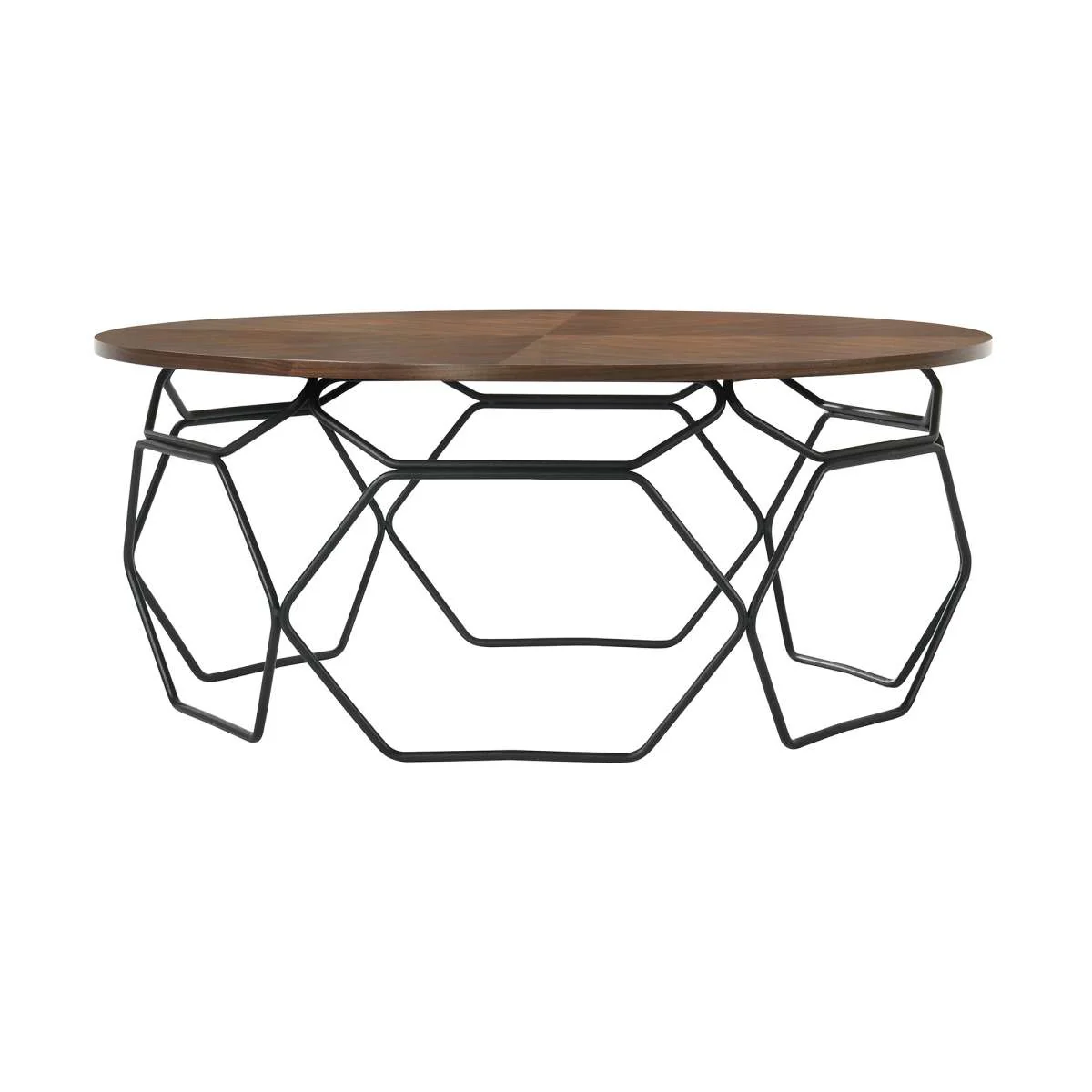 Cosmo Walnut Veneer Coffee Table with Black Metal Base By Armen Living - Image 4
