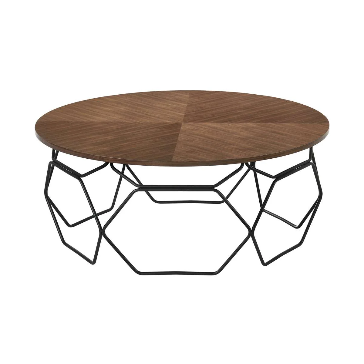 Cosmo Walnut Veneer Coffee Table with Black Metal Base By Armen Living - Image 5