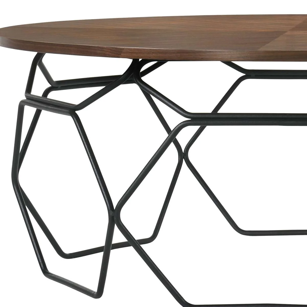 Cosmo Walnut Veneer Coffee Table with Black Metal Base By Armen Living - Image 7
