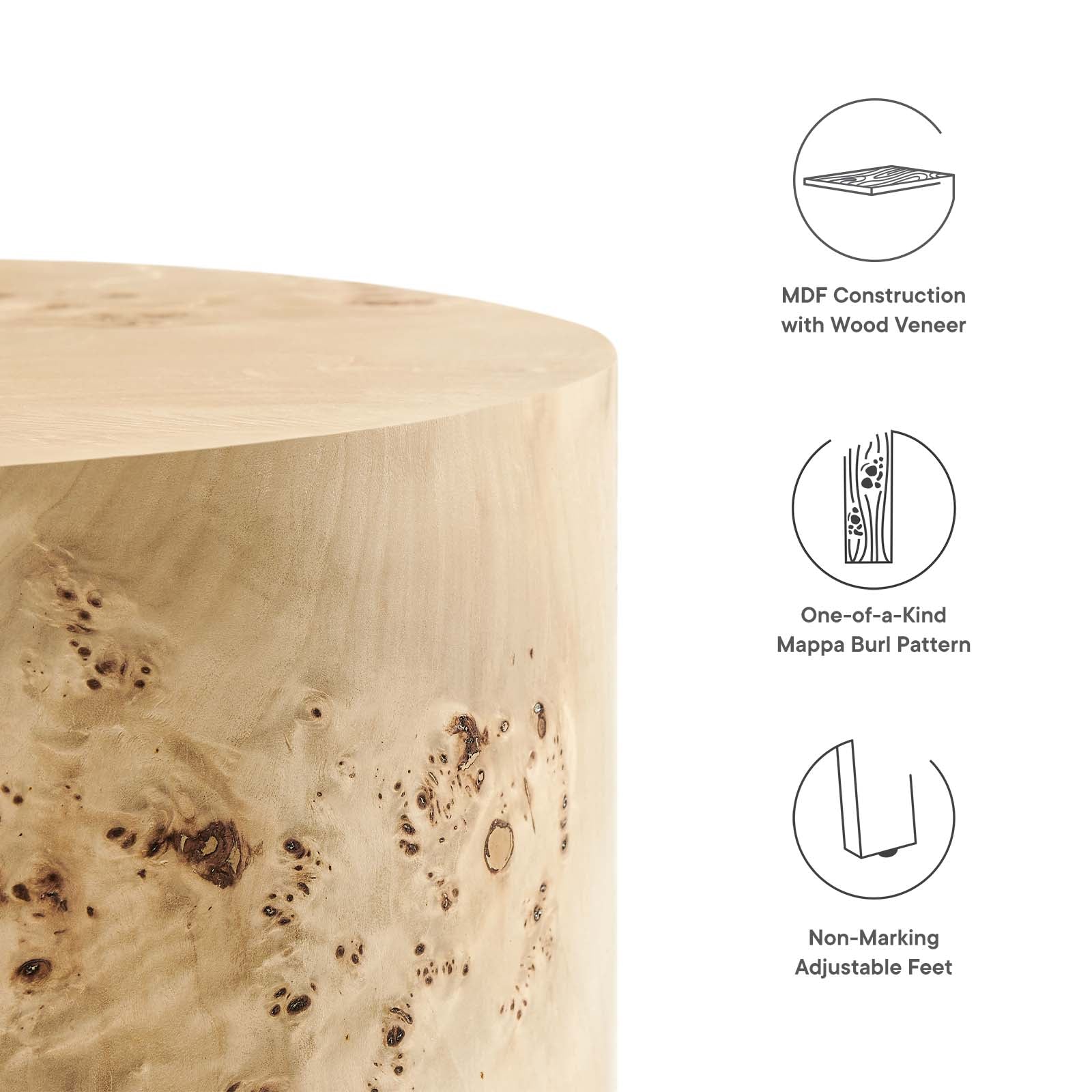Cosmos 16" Round Burl Wood Side Table By Modway - EEI-6271 - Image 14
